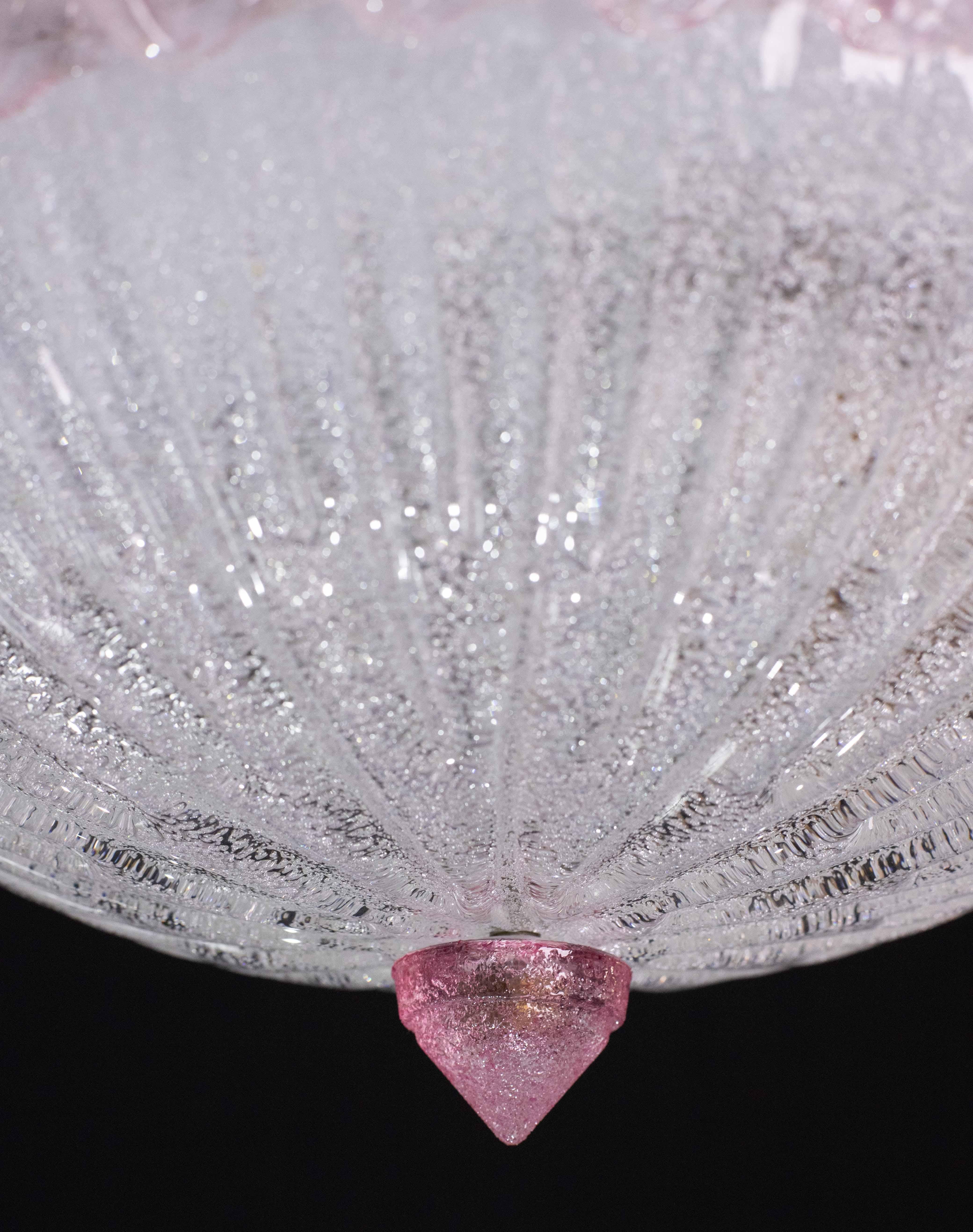 Late 20th Century Charming Italian Pink Murano Glass Ceiling Fixture, Murano, 1960 For Sale