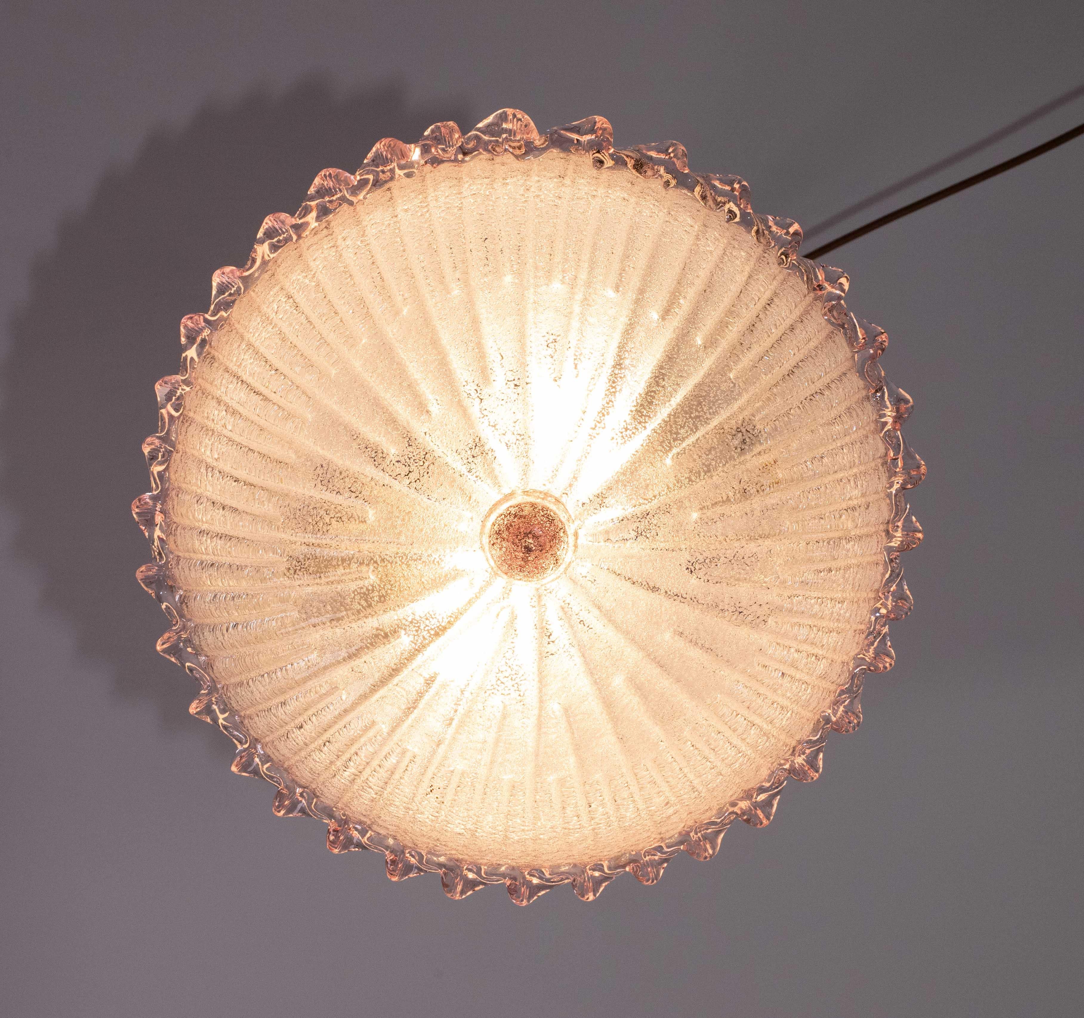 Charming Italian Pink Murano Glass Ceiling Fixture, Murano, 1960 For Sale 1