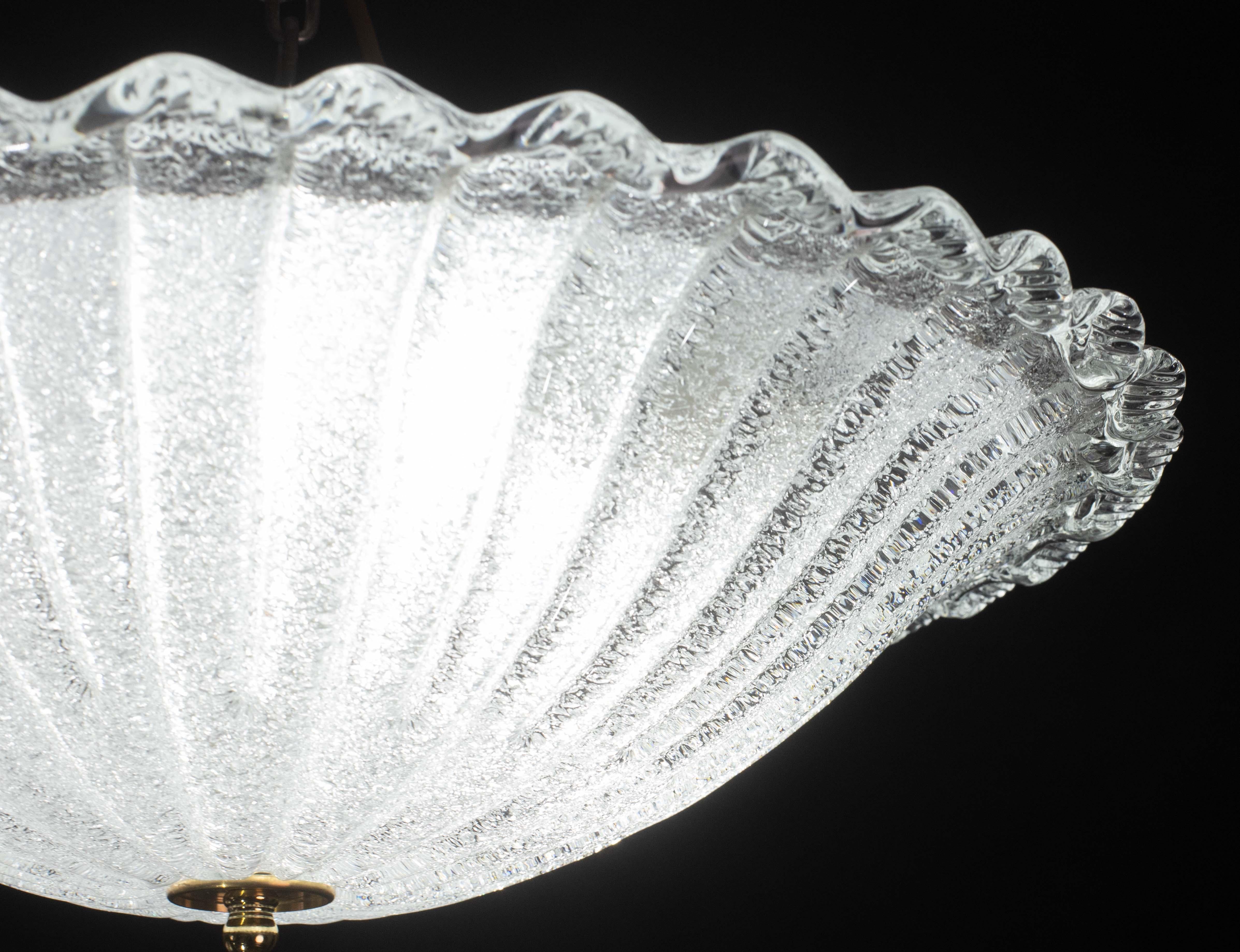 Incantevole plafoniera italiana in vetro di Murano trasparente, Murano, 1960 in vendita 1