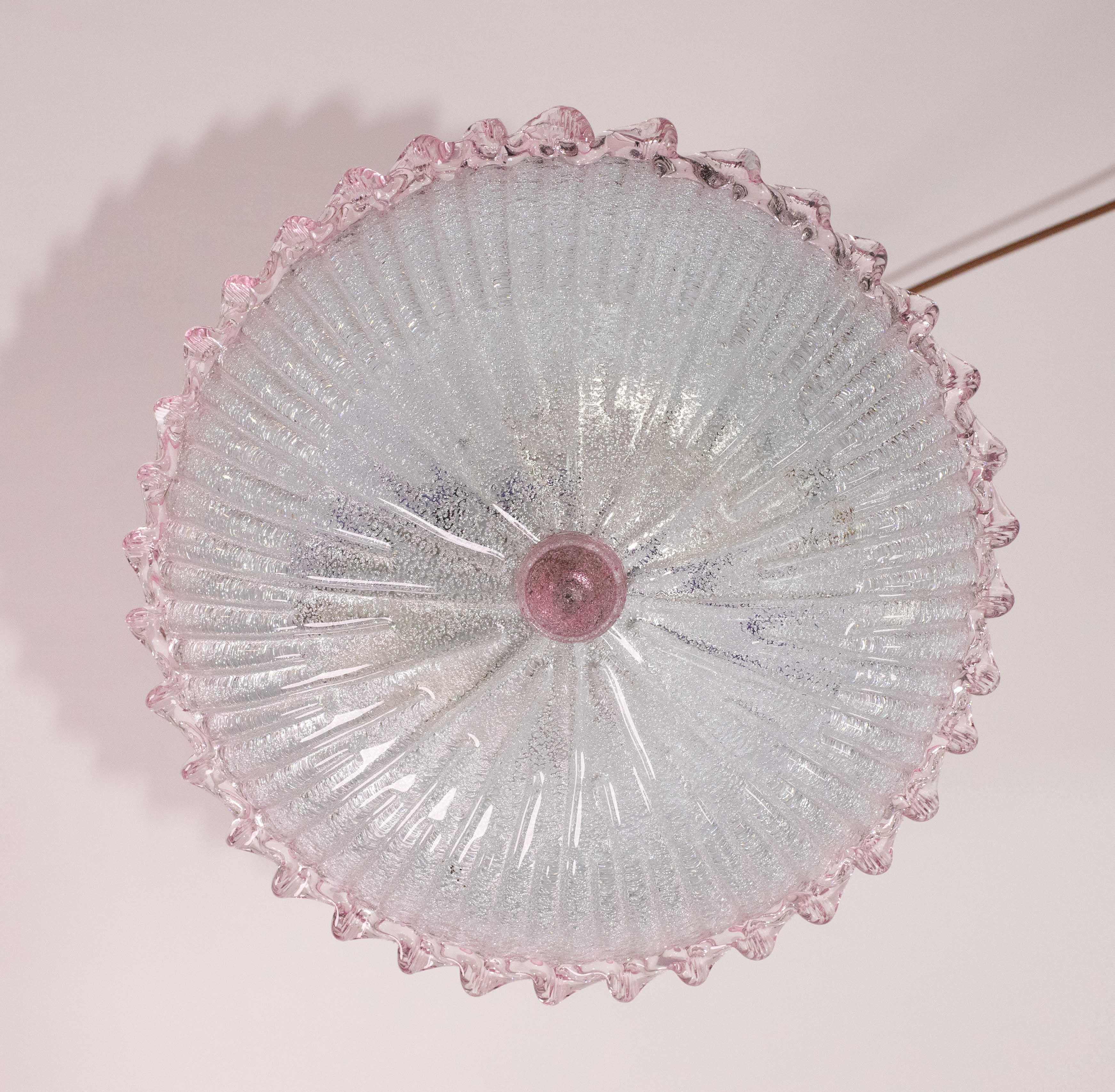 Charming Italian Pink Murano Glass Ceiling Fixture, Murano, 1960 For Sale 2