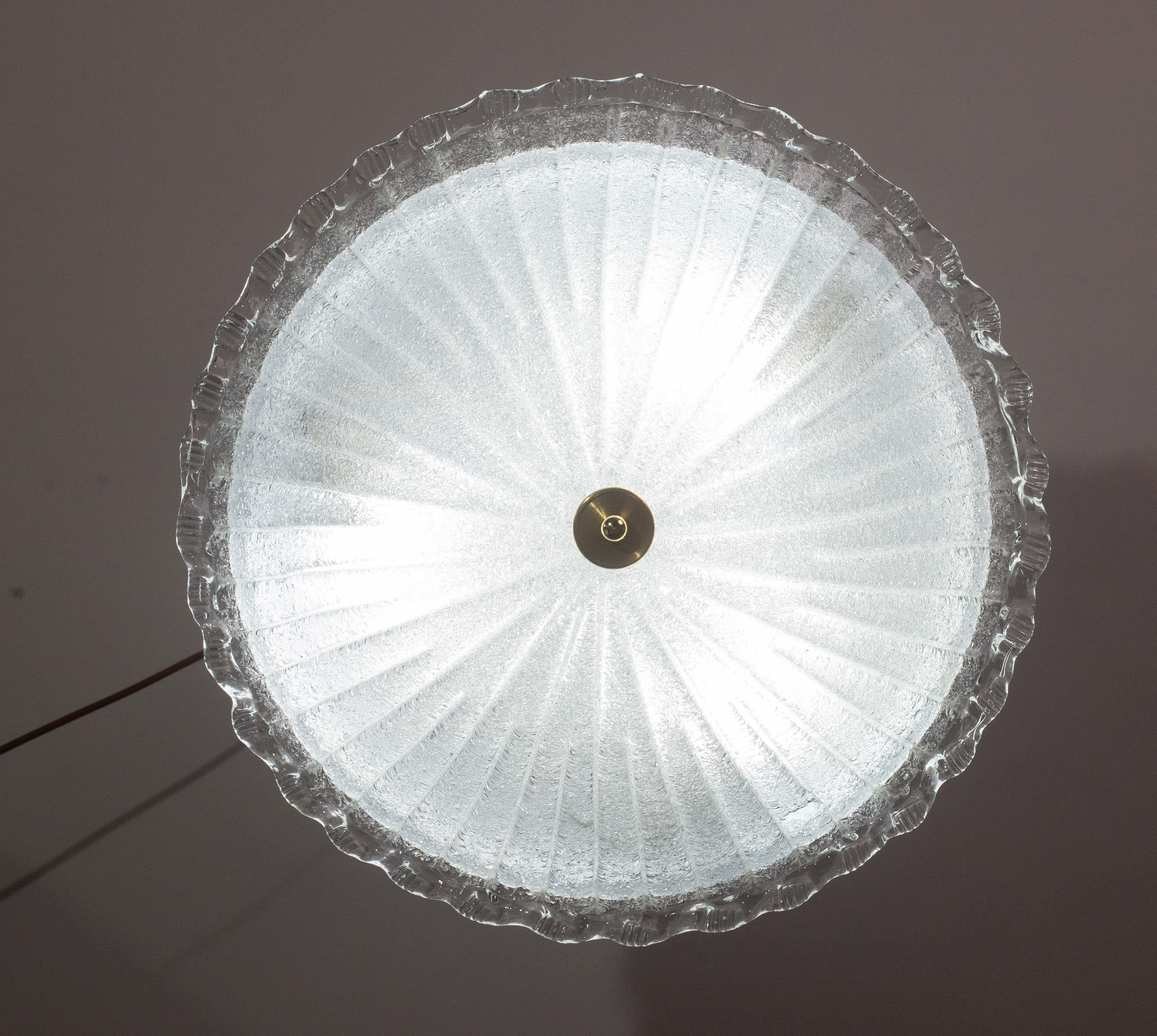 Incantevole plafoniera italiana in vetro di Murano trasparente, Murano, 1960 in vendita 2