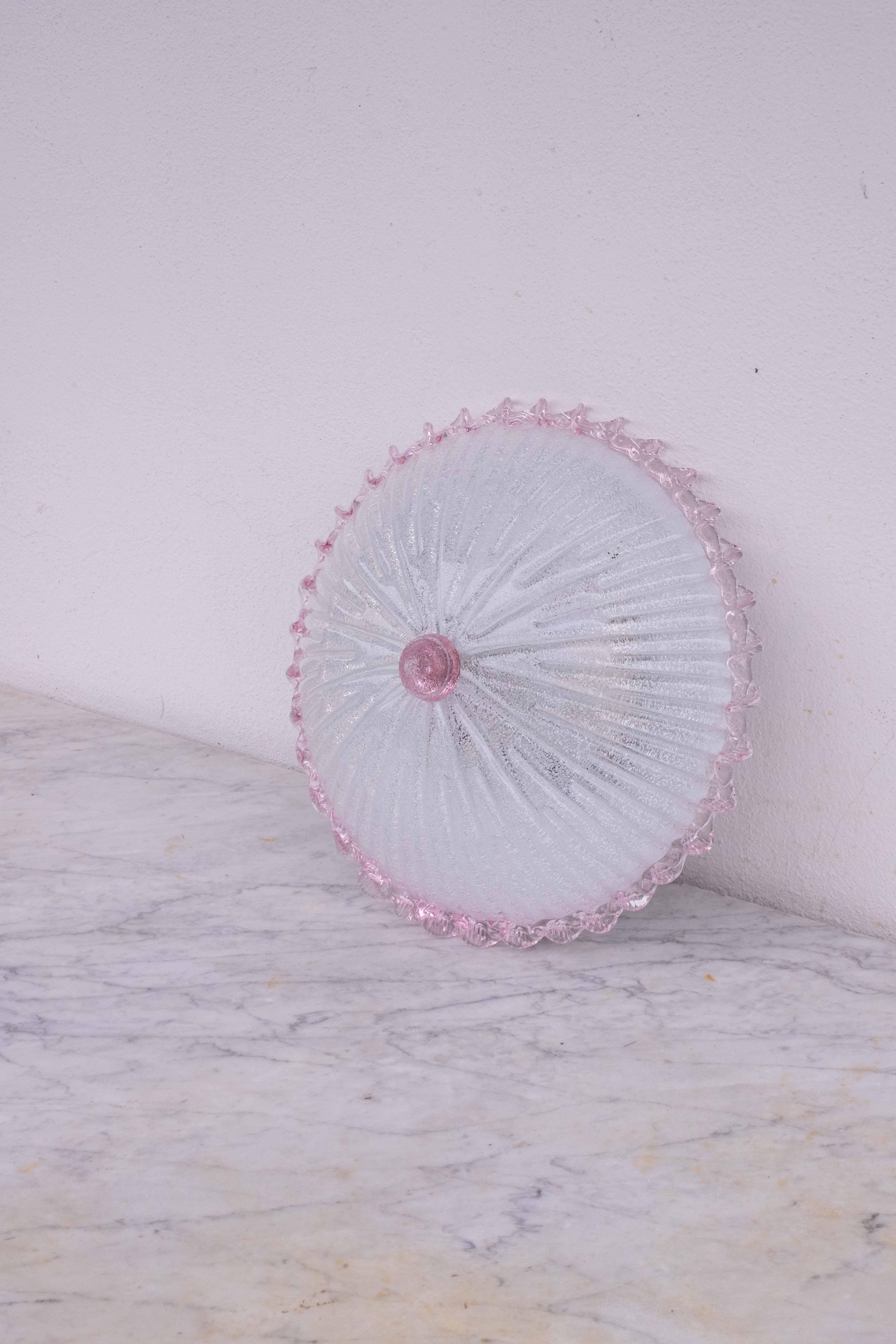 Charming Italian Pink Murano Glass Ceiling Fixture, Murano, 1960 For Sale 4