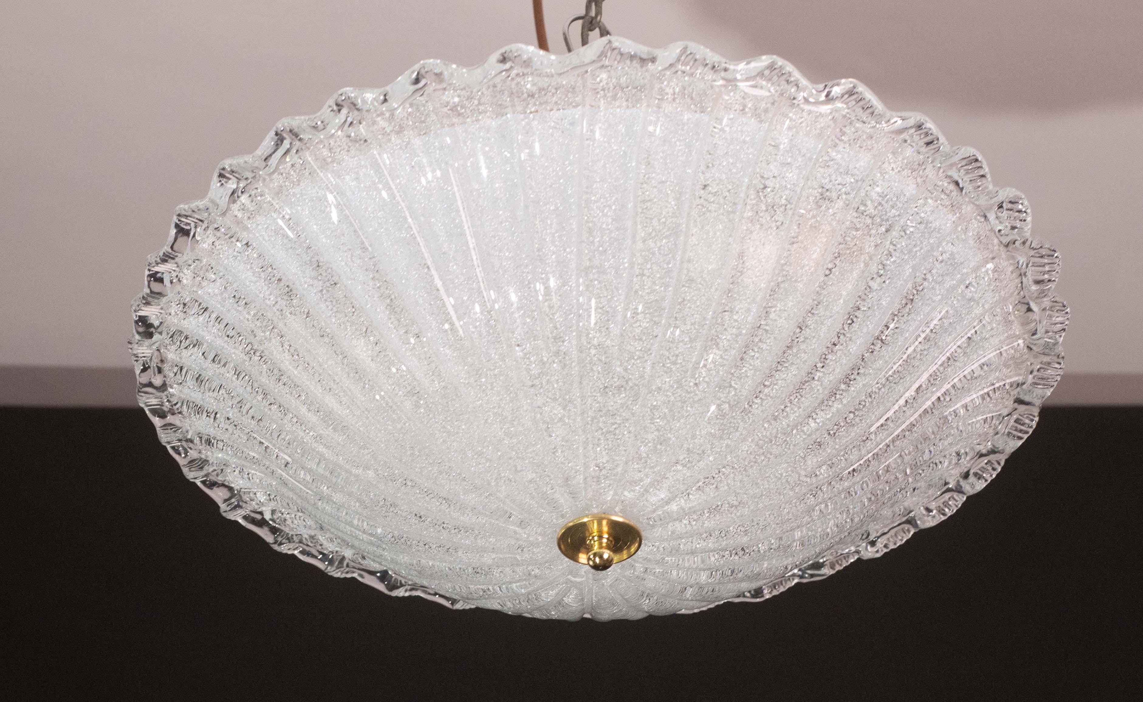 Incantevole plafoniera italiana in vetro di Murano trasparente, Murano, 1960 in vendita 4