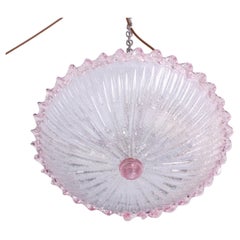Charming Italian Pink Murano Glass Ceiling Fixture, Murano, 1960