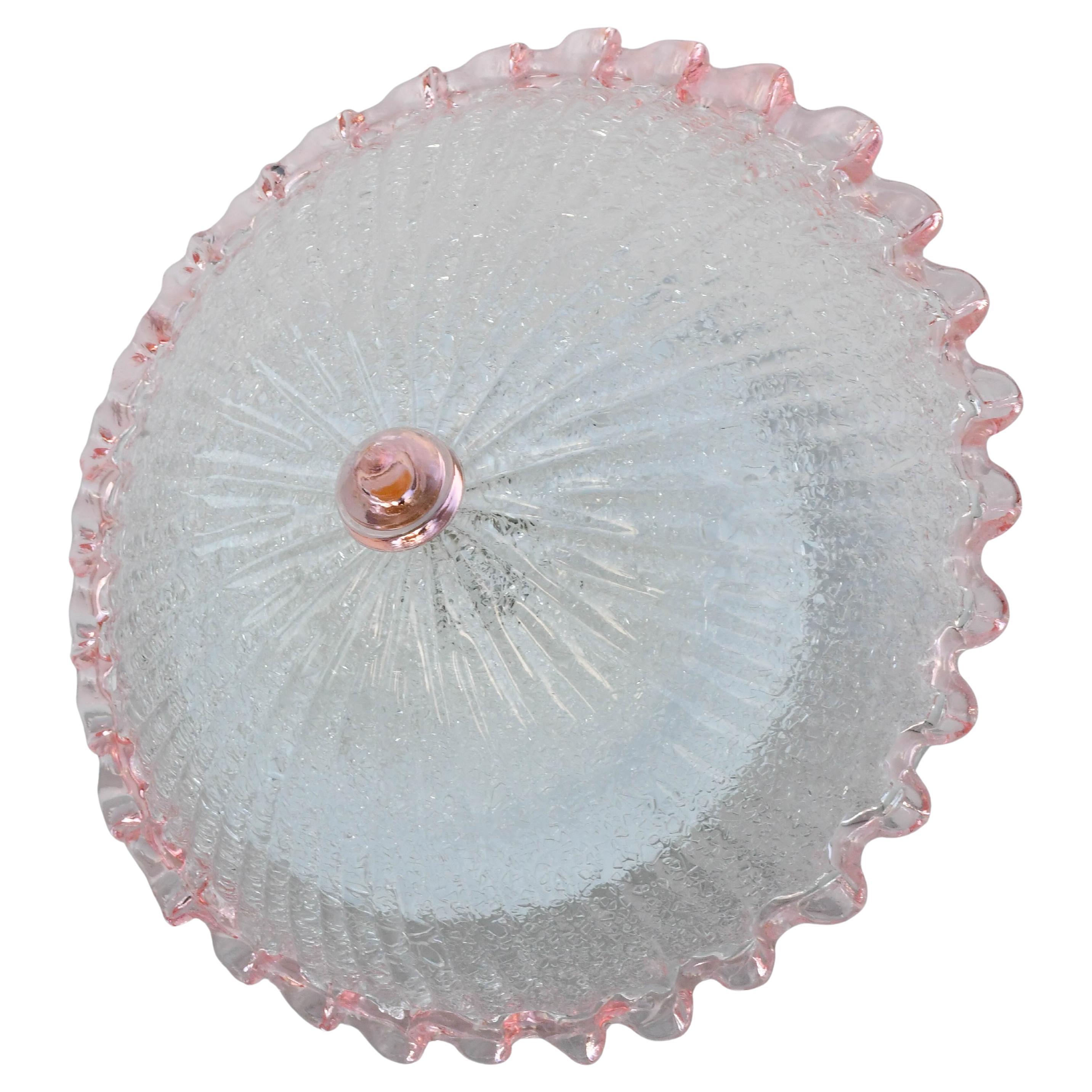 Charming Italian Pink Murano Glass Ceiling Fixture, Murano, 1970