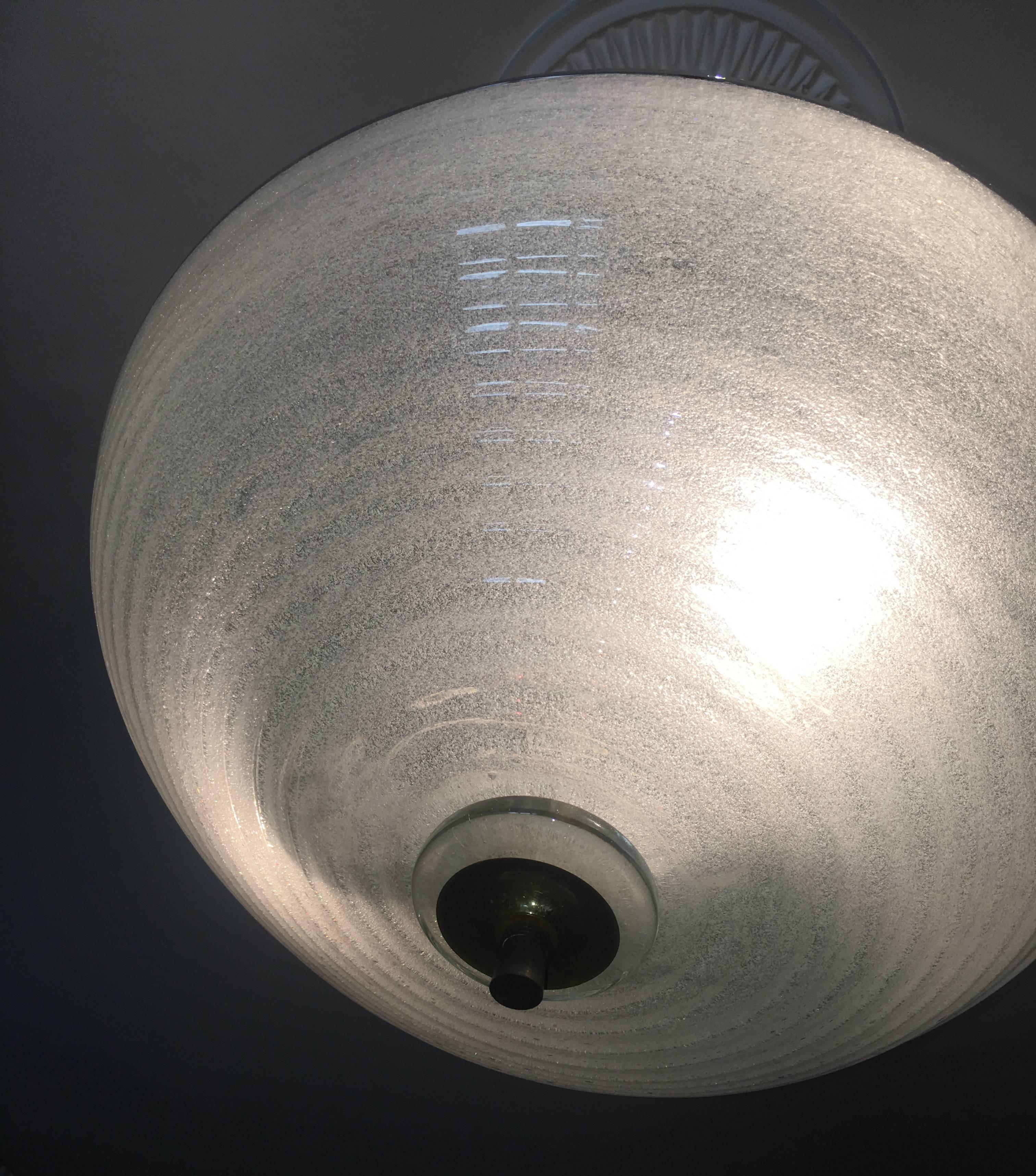 Charmant lustre italien en verre Pulegoso de Barovier & Toso, Murano, 1940 en vente 1