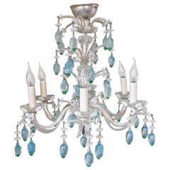 Antique Charming Italian Silvered Opaline Chandelier