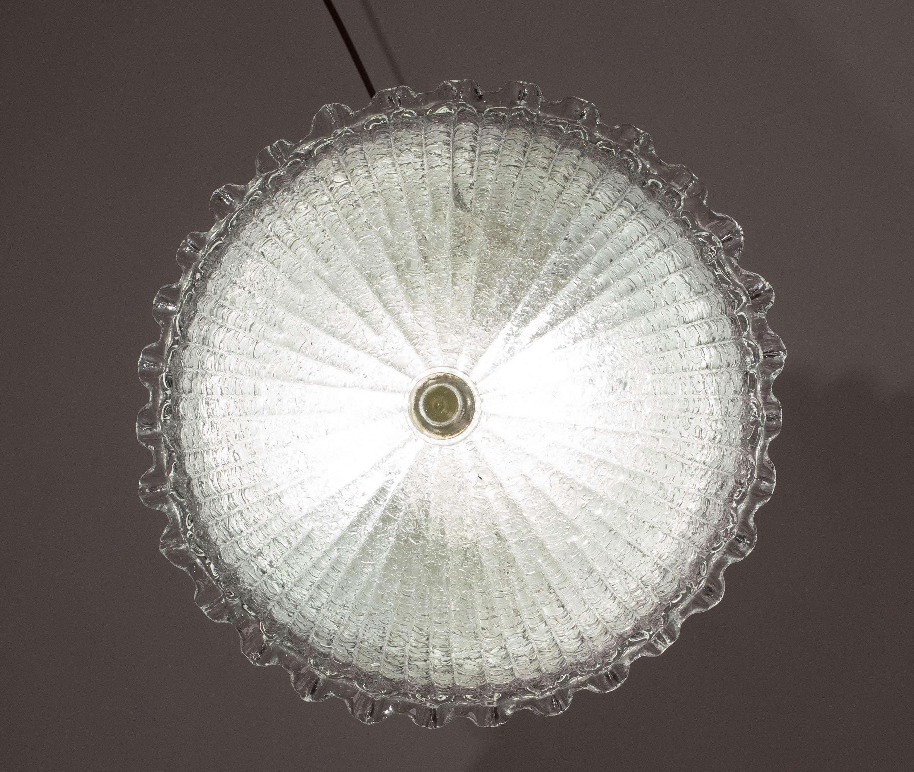 Incantevole plafoniera italiana in vetro di Murano trasparente, Murano, 1970 in vendita 5
