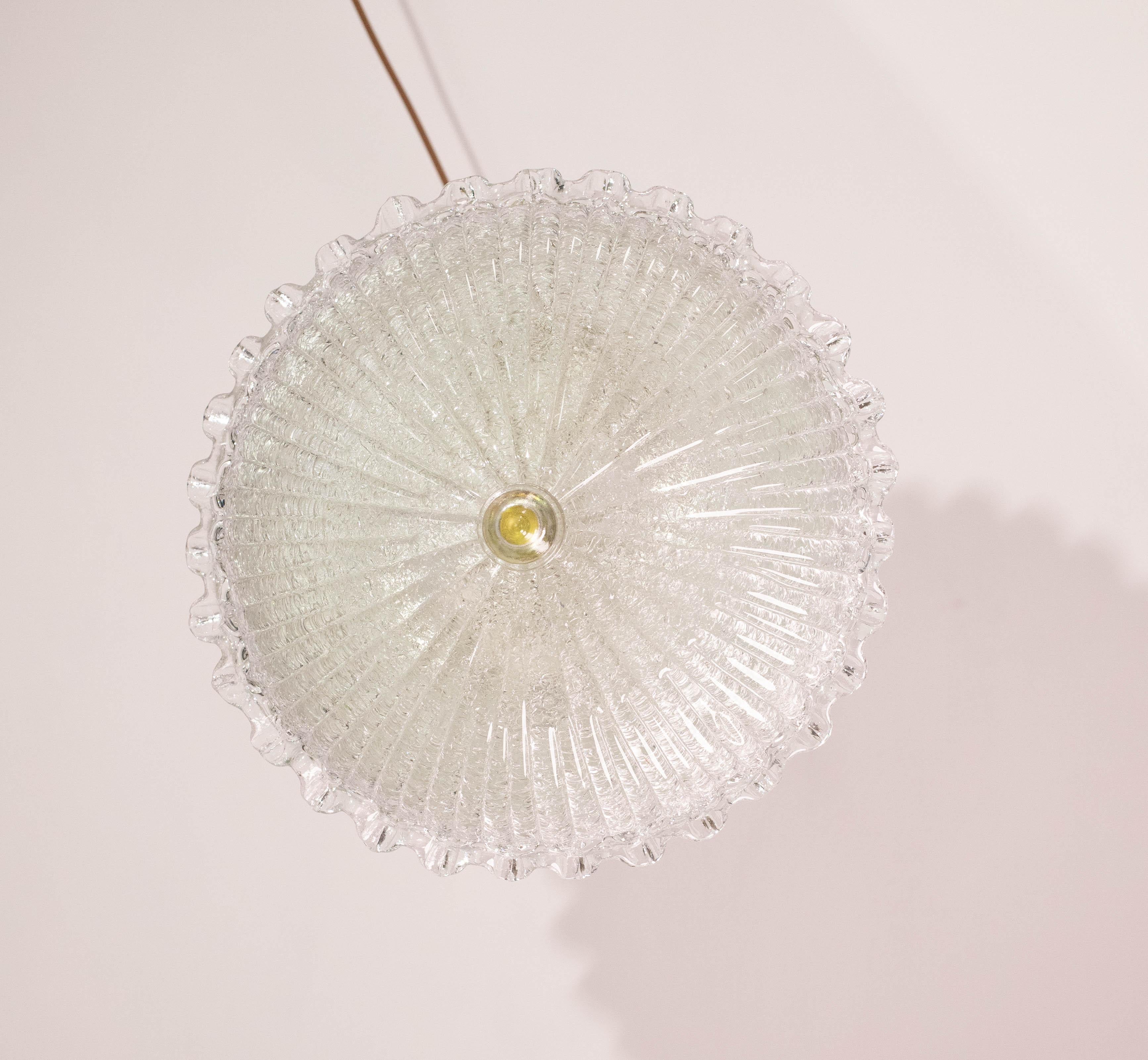 Incantevole plafoniera italiana in vetro di Murano trasparente, Murano, 1970 in vendita 6
