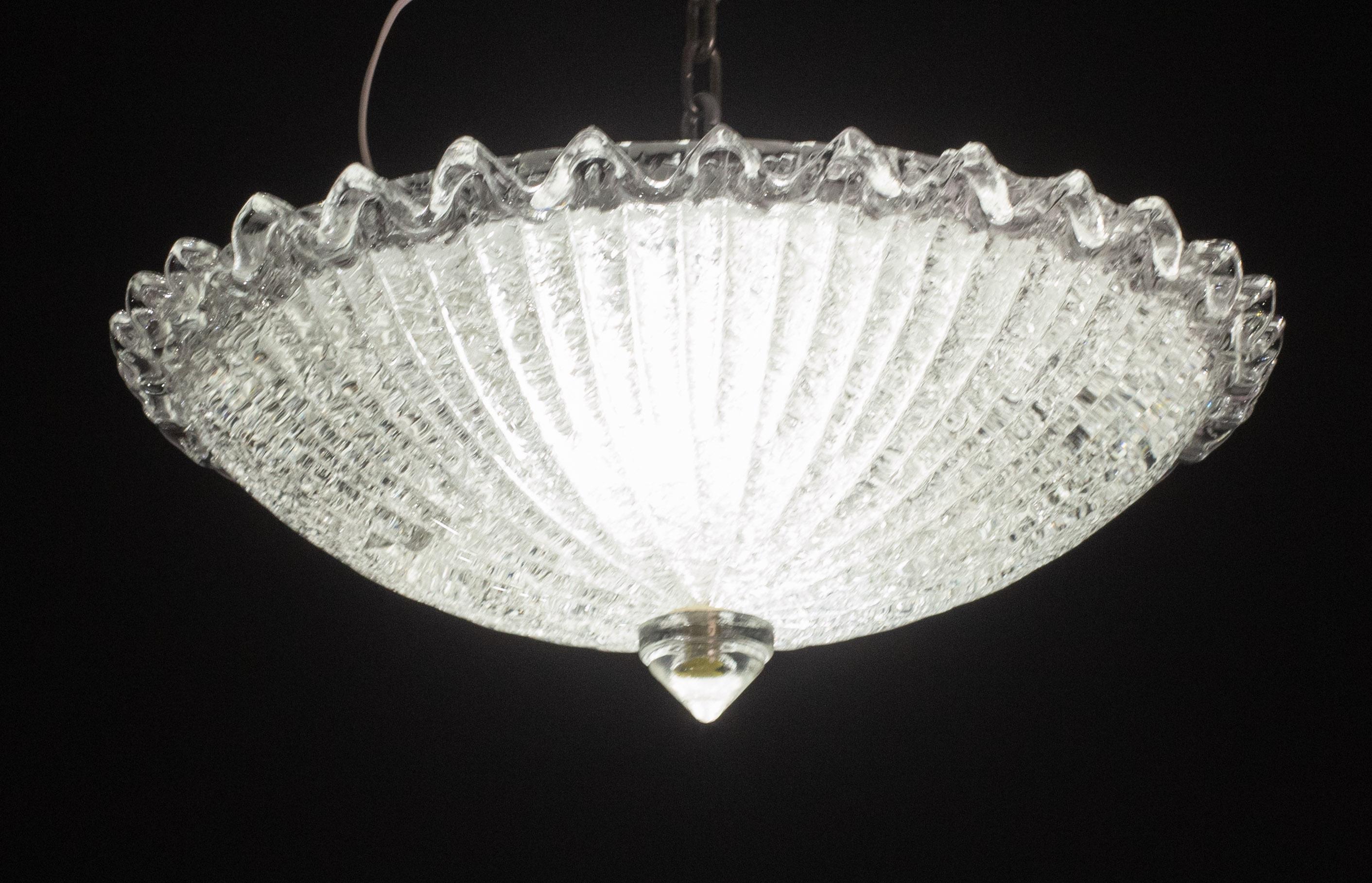 Incantevole plafoniera italiana in vetro di Murano trasparente, Murano, 1970 in vendita 4