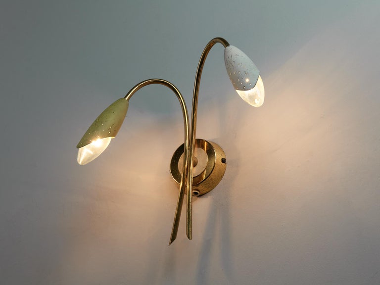 Aluminum Charming Italian Wall Light in Brass For Sale