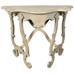 Antique Charming Italian White Washed Console, circa 1930