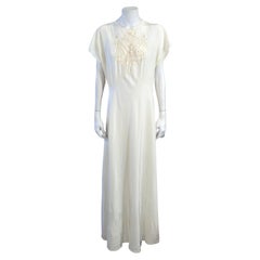 Vintage Charming Ivory Slip Dress, 18th Century Courtesan Embroideries