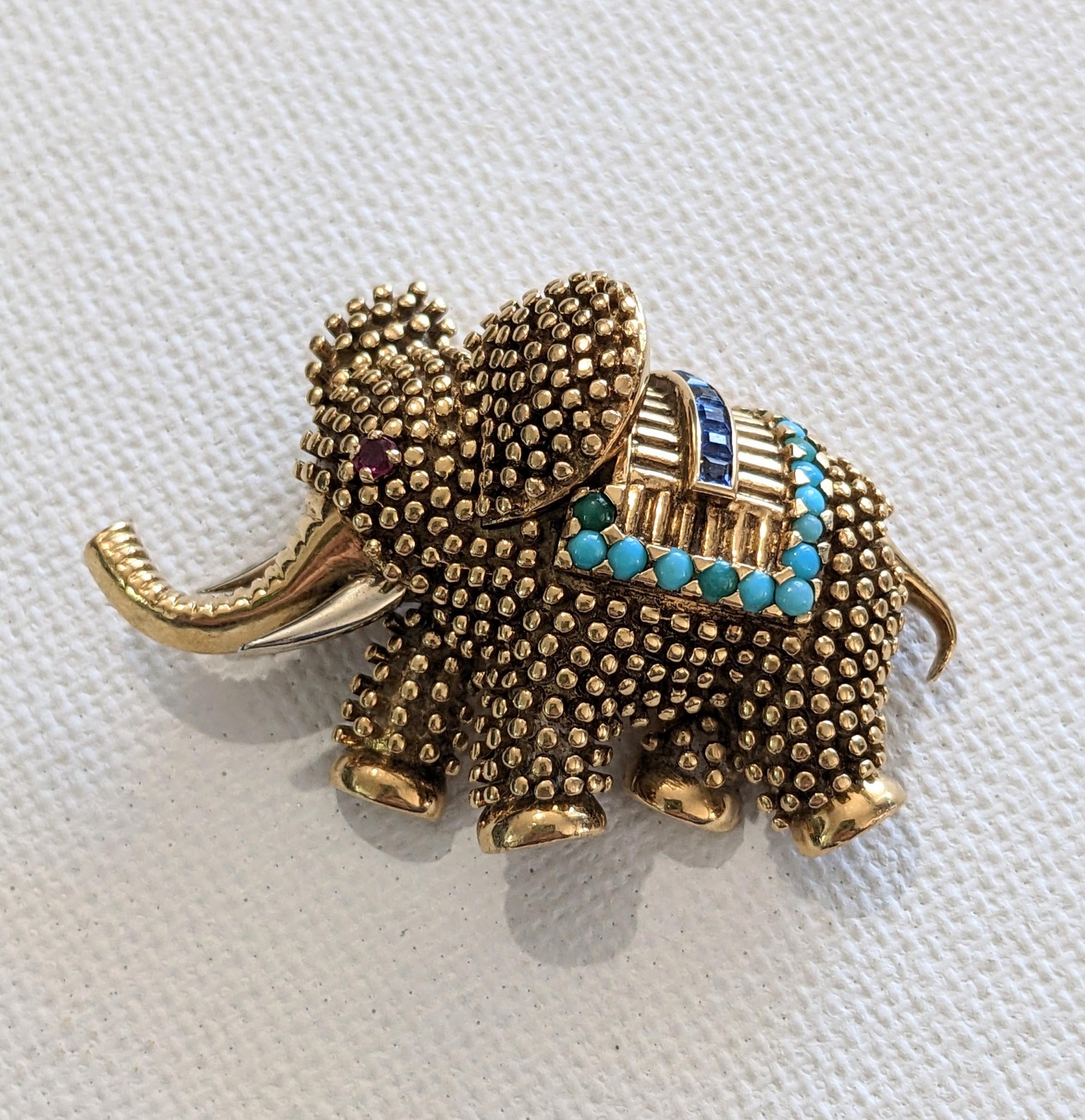 Taille carrée Charmant clip éléphant J. LaCloche en vente