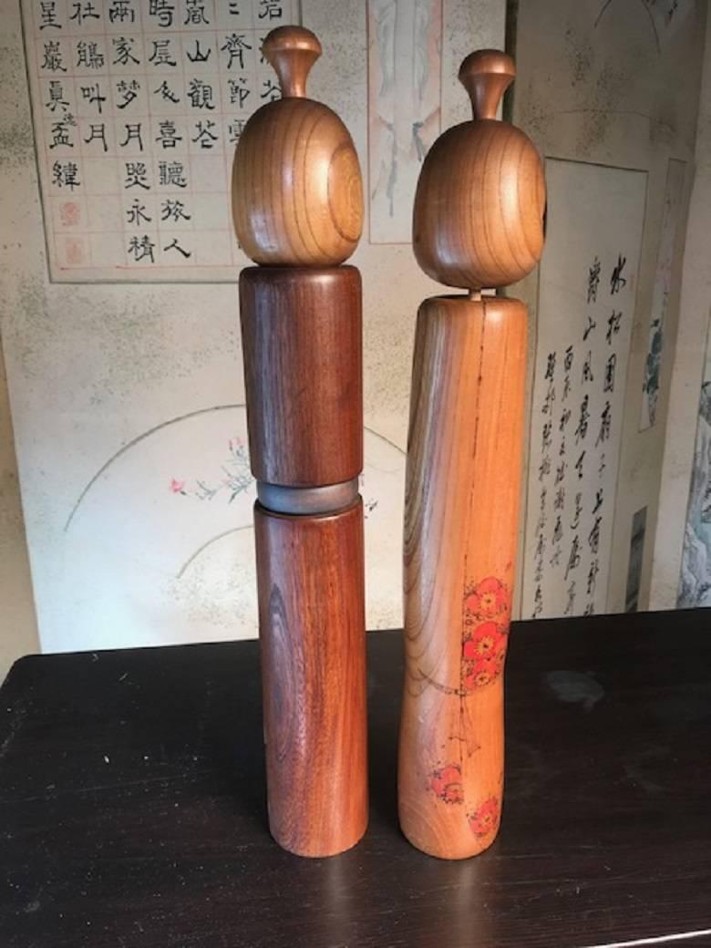 Charming Japanese Hand-Painted Pair of Tall 20