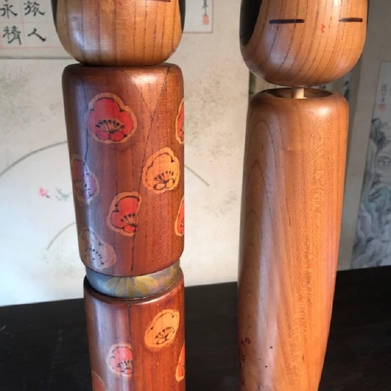 Hand-Crafted Charming Japanese Hand-Painted Pair of Tall 20