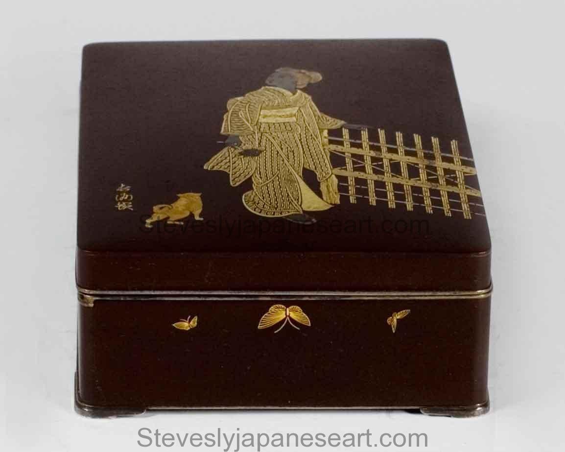 Charming Japanese Komai Style Iron Box     For Sale 4