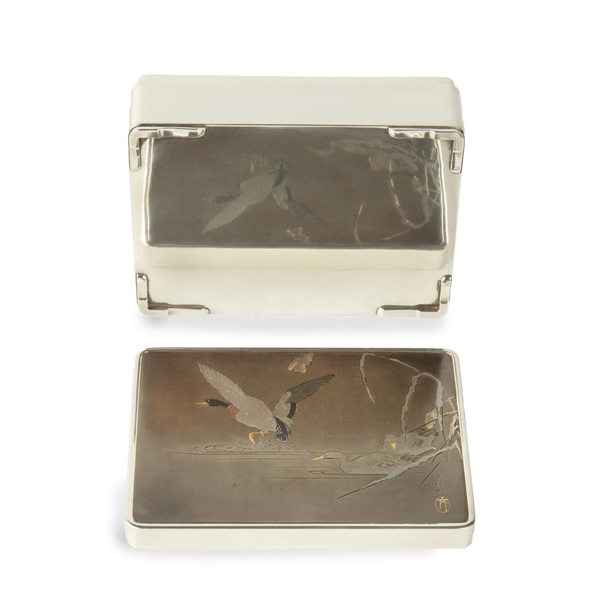 Late 19th Century Charming Japanese Pure Silver and Mixed Metal Table Box