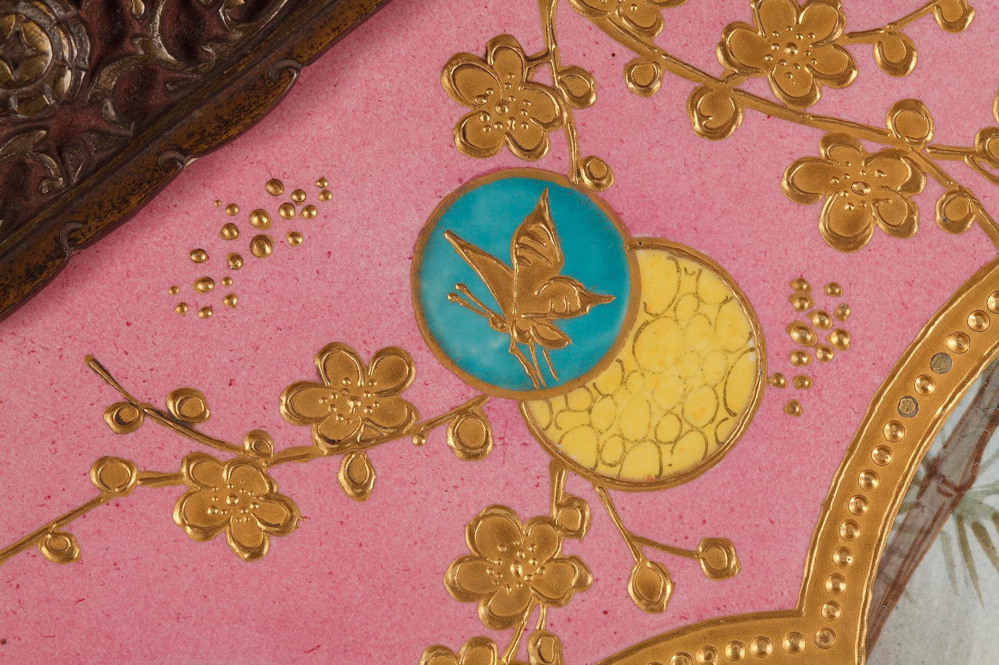 Porcelain Charming Japanese Style Tray Attributed to l'Escalier de Cristal, France, c.1880 For Sale