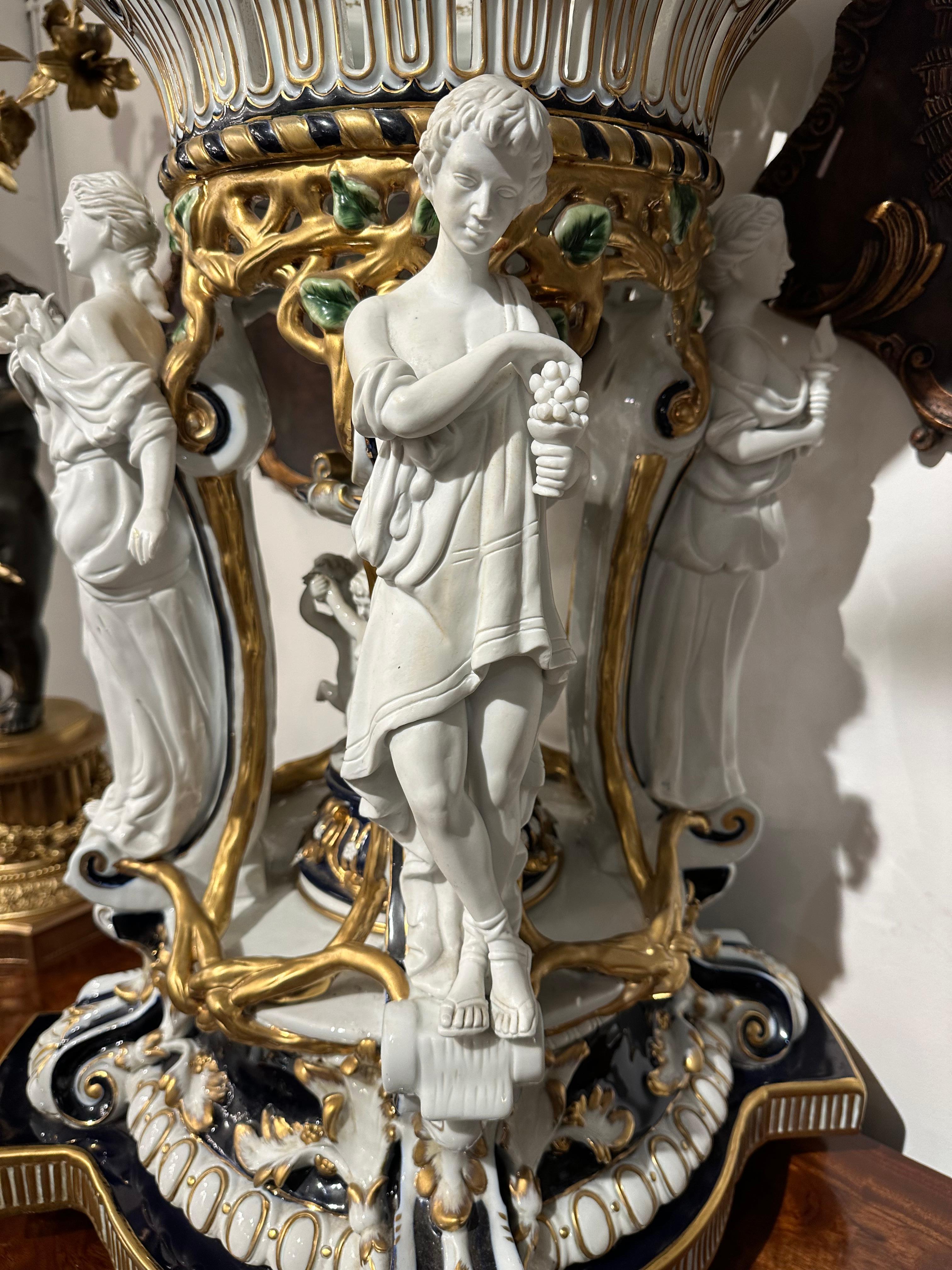 Baroque Charming Large Porcelain Centre Piece of the Four Seasons