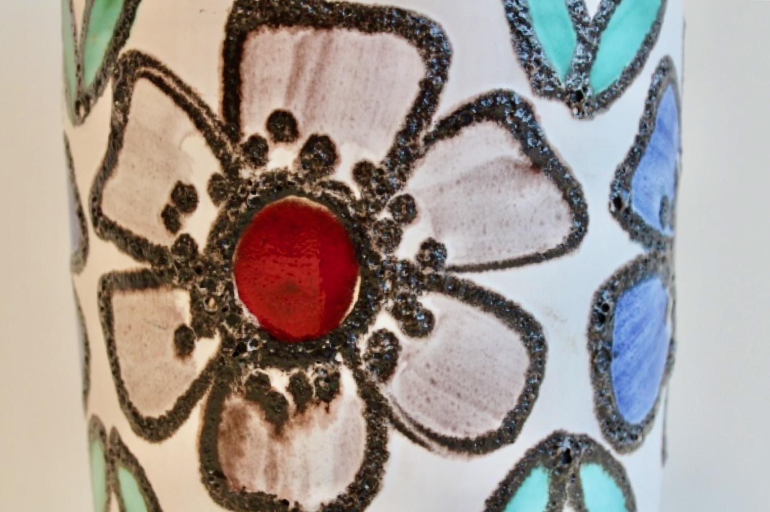 Incantevole grande vaso di lava grassa a fiori della Germania occidentale In condizioni buone in vendita a Voorburg, NL