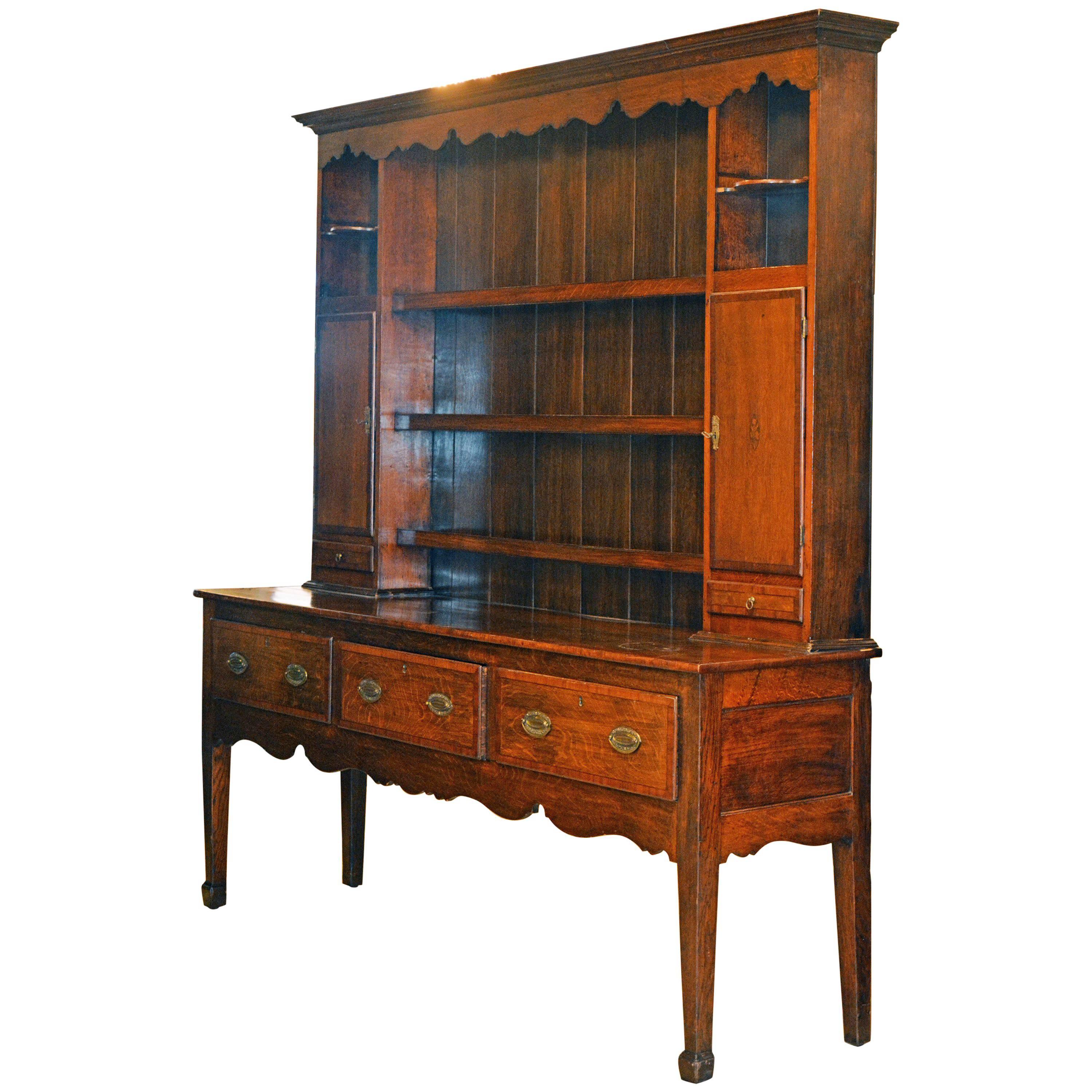 Charming Late 18th Century English Oak and Mahogany Accented Welsh Dresser