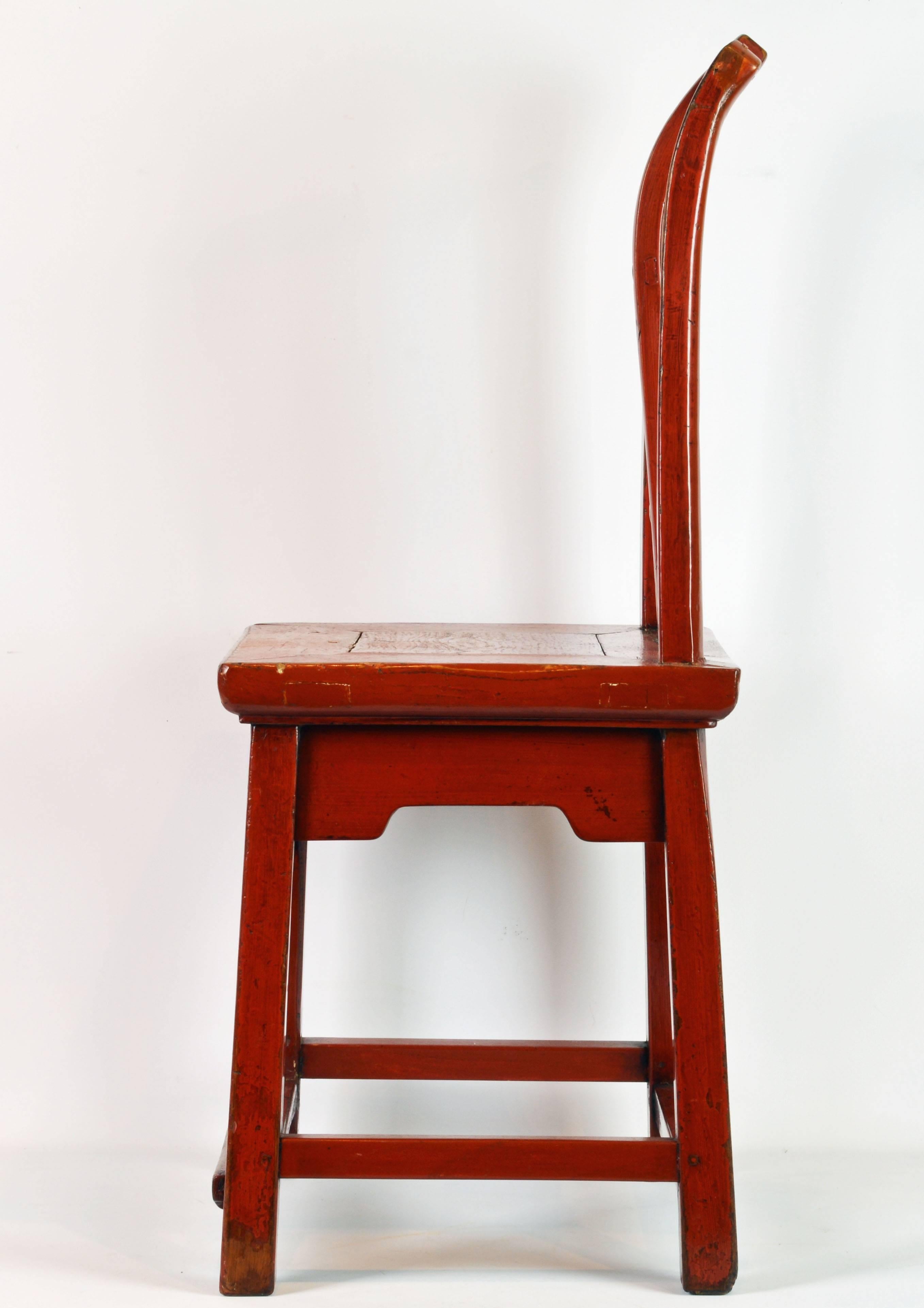 Chinoiserie Charming Late 19th Century Chinese Red lacquer and Gilt Child's or Bride's Chair