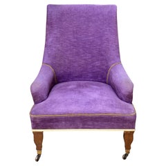 Antique Charming Late 19th Century Napoleon III Velvet-Upholstered Slipper Chair