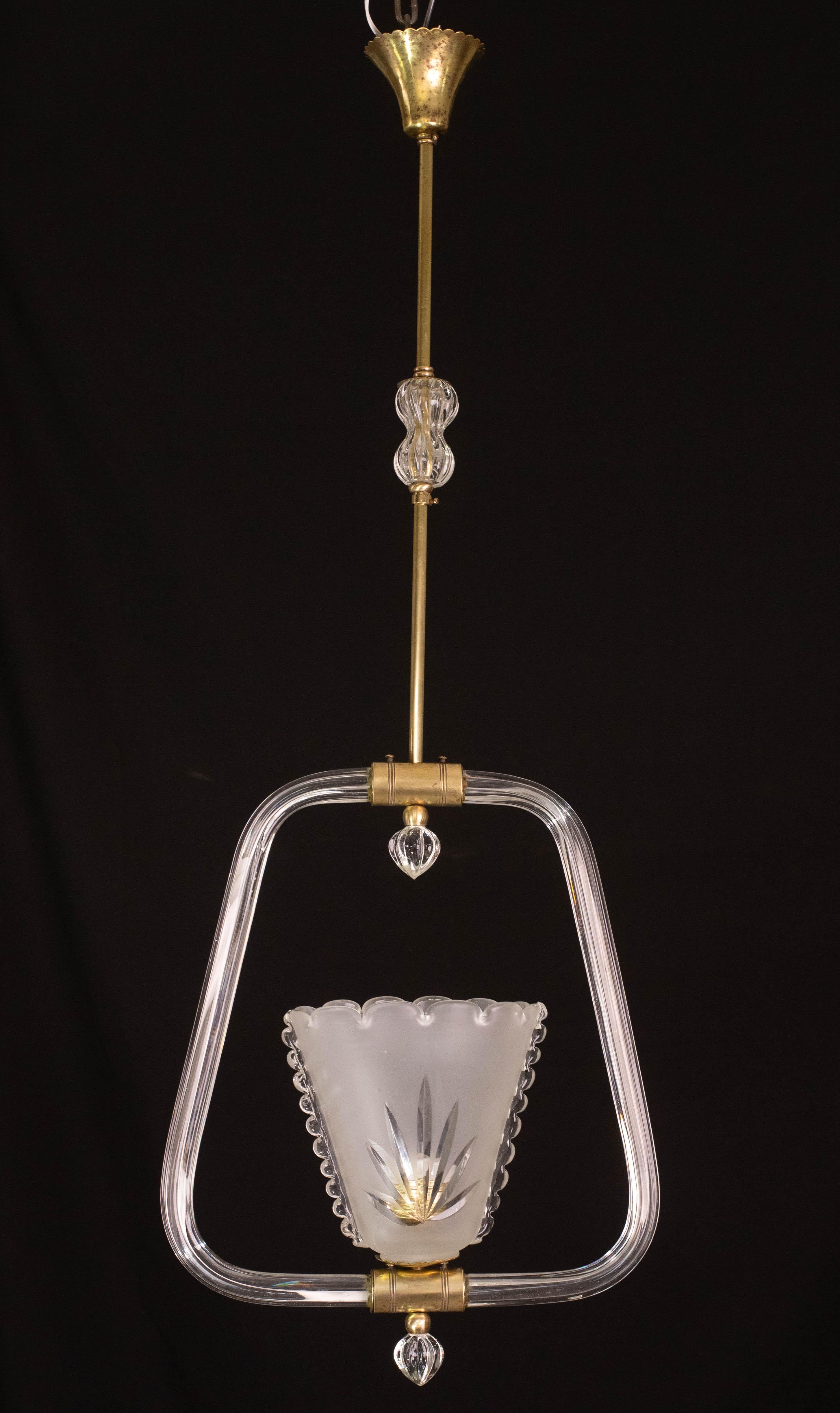 Art Deco Charming Liberty Barovier and Toso Chandelier, 1940s For Sale