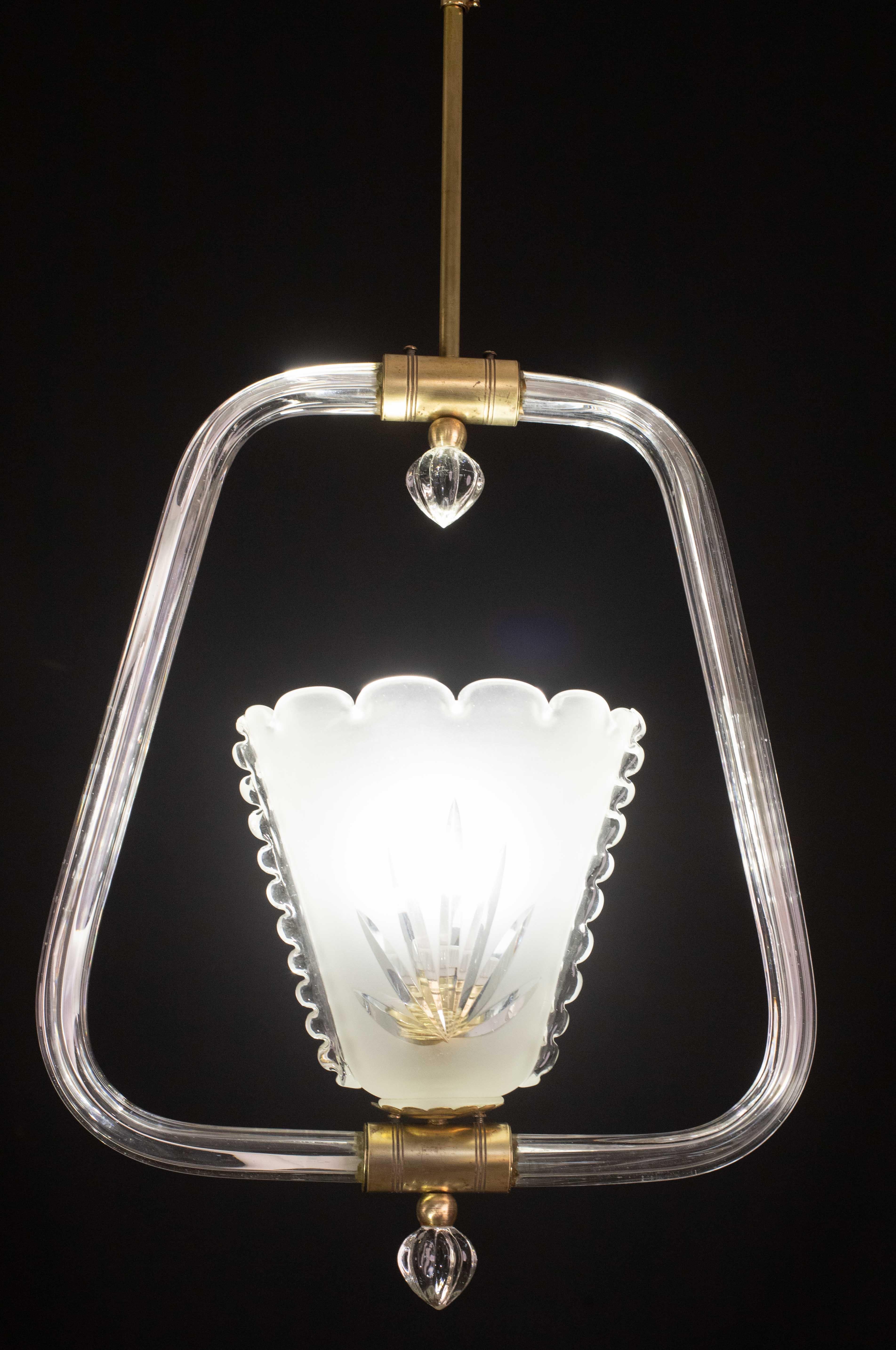Murano Glass Charming Liberty Barovier and Toso Chandelier, 1940s For Sale
