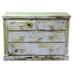 Charming Lime Green Rustic Antique Victorian Pine Chest of Drawers