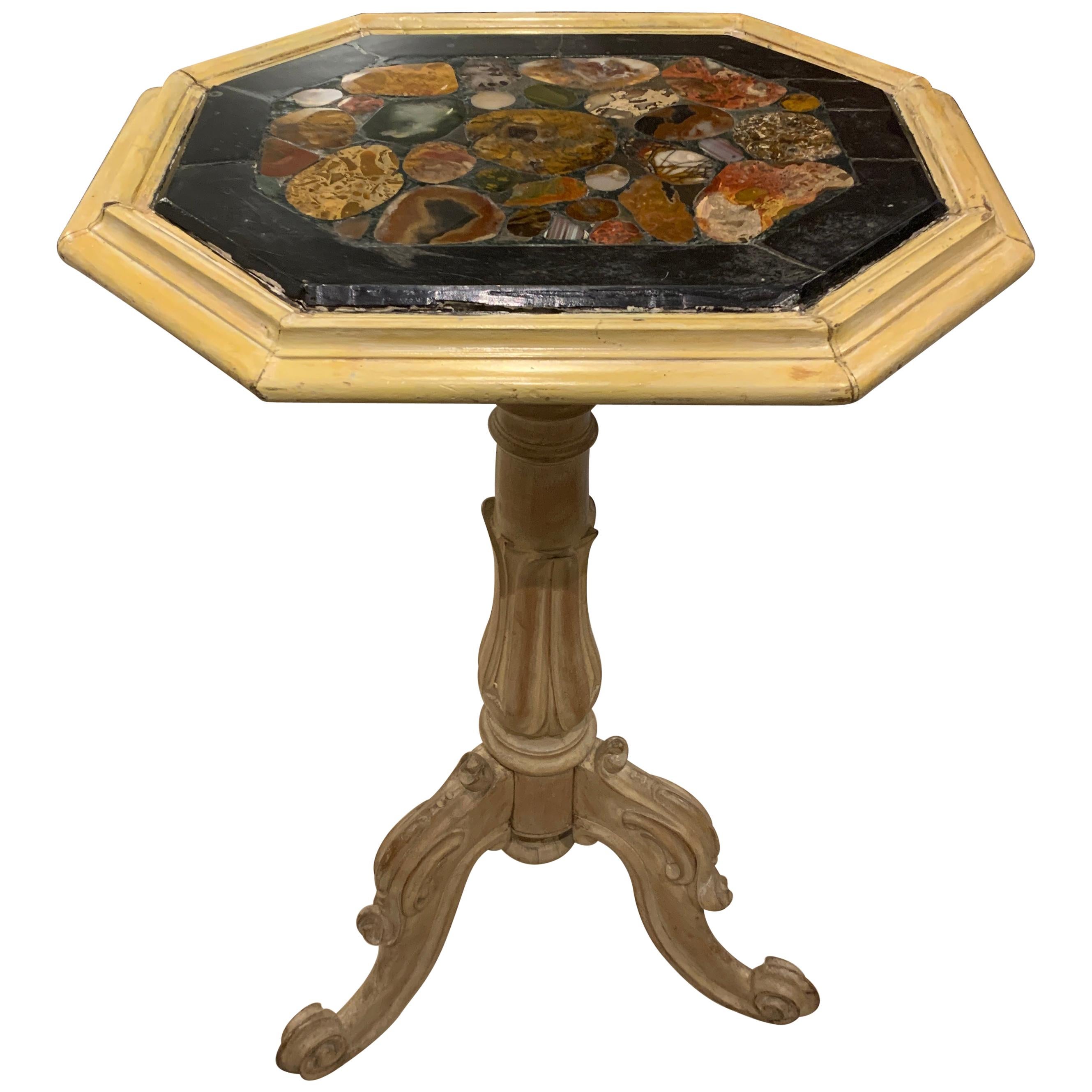 Charming Limed Oakwood Painted and Distressed Cream Occasional Table