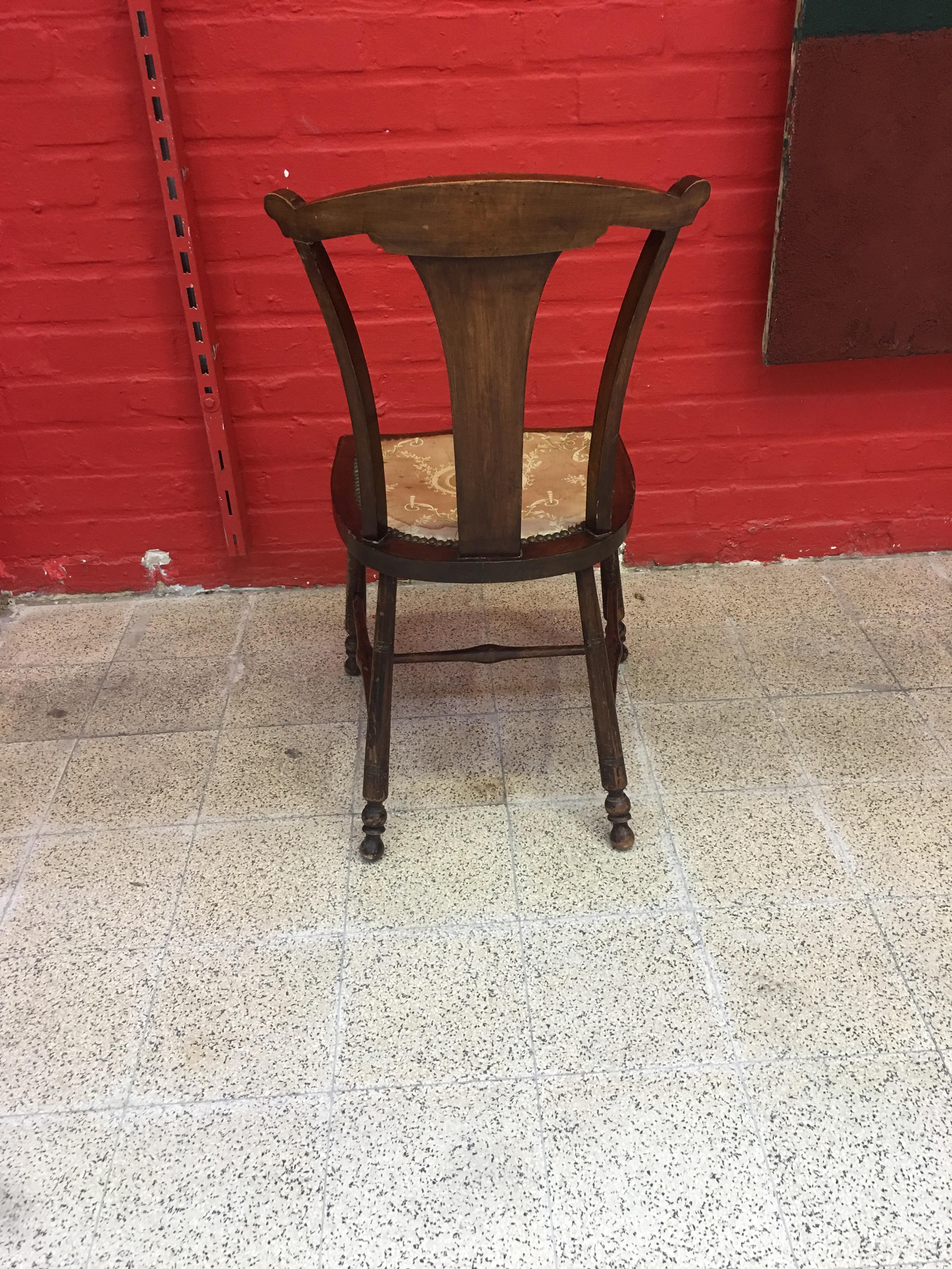 Charmante petite chaise anglaise circa 1900 Beau tissu d'origine à Net État moyen - En vente à Saint-Ouen, FR