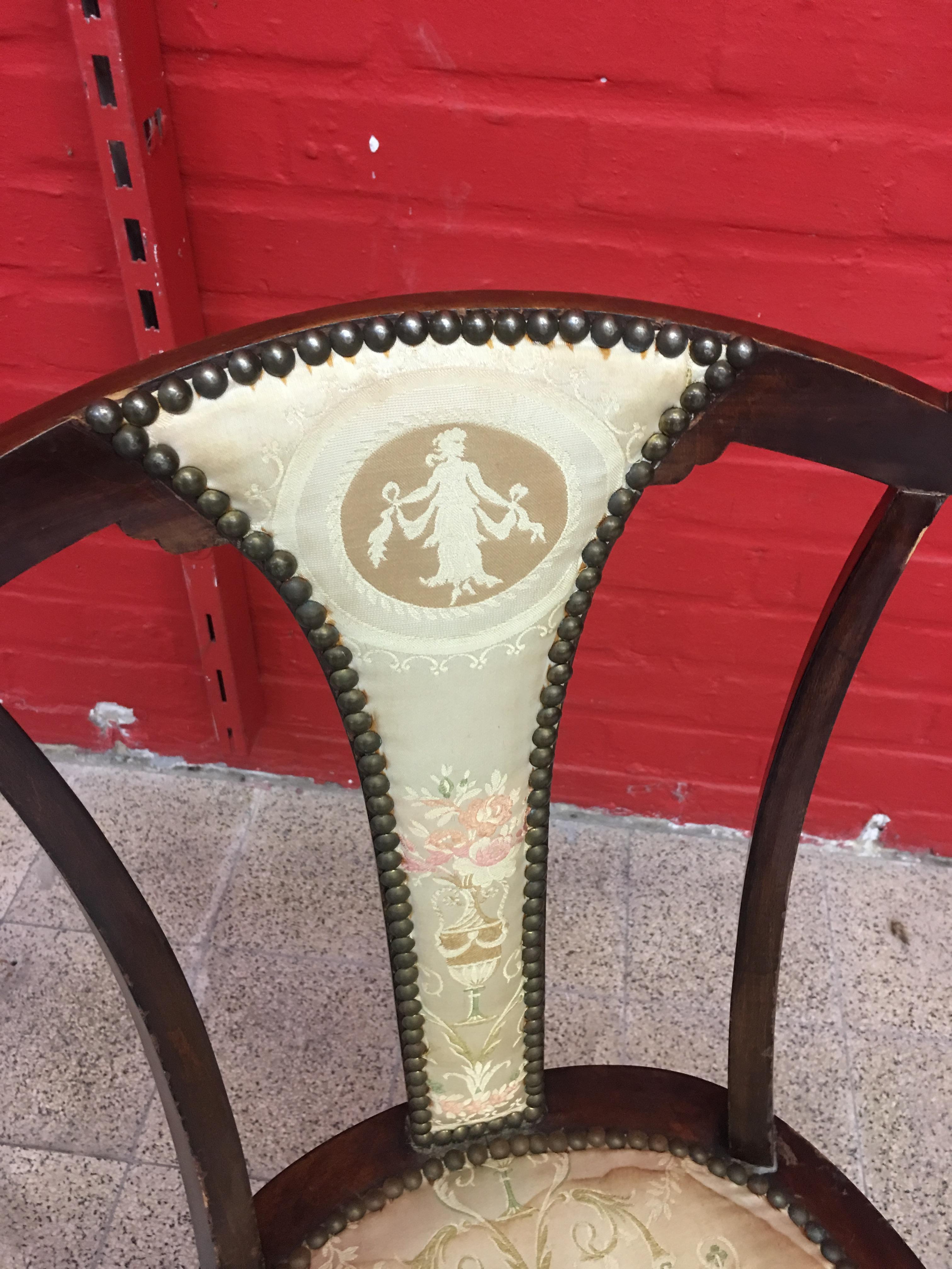 Wood Charming Little English Chair circa 1900 Beautiful Original Fabric to Net For Sale