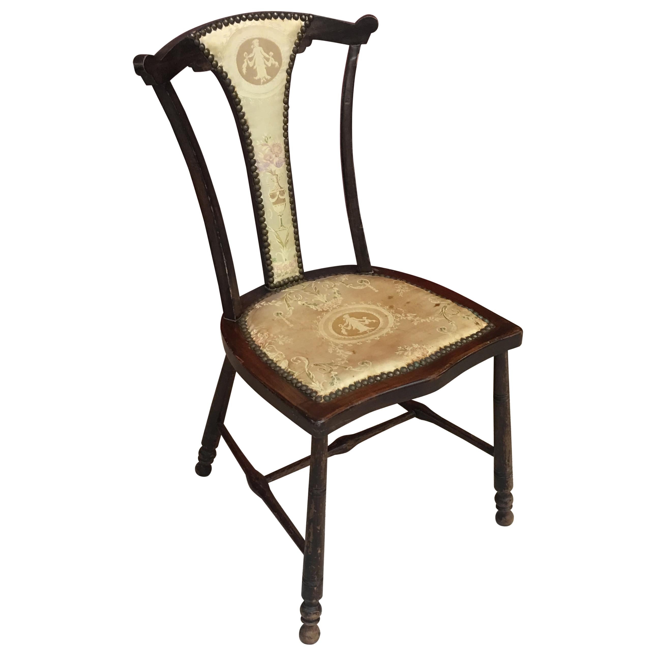 Charming Little English Chair circa 1900 Beautiful Original Fabric to Net