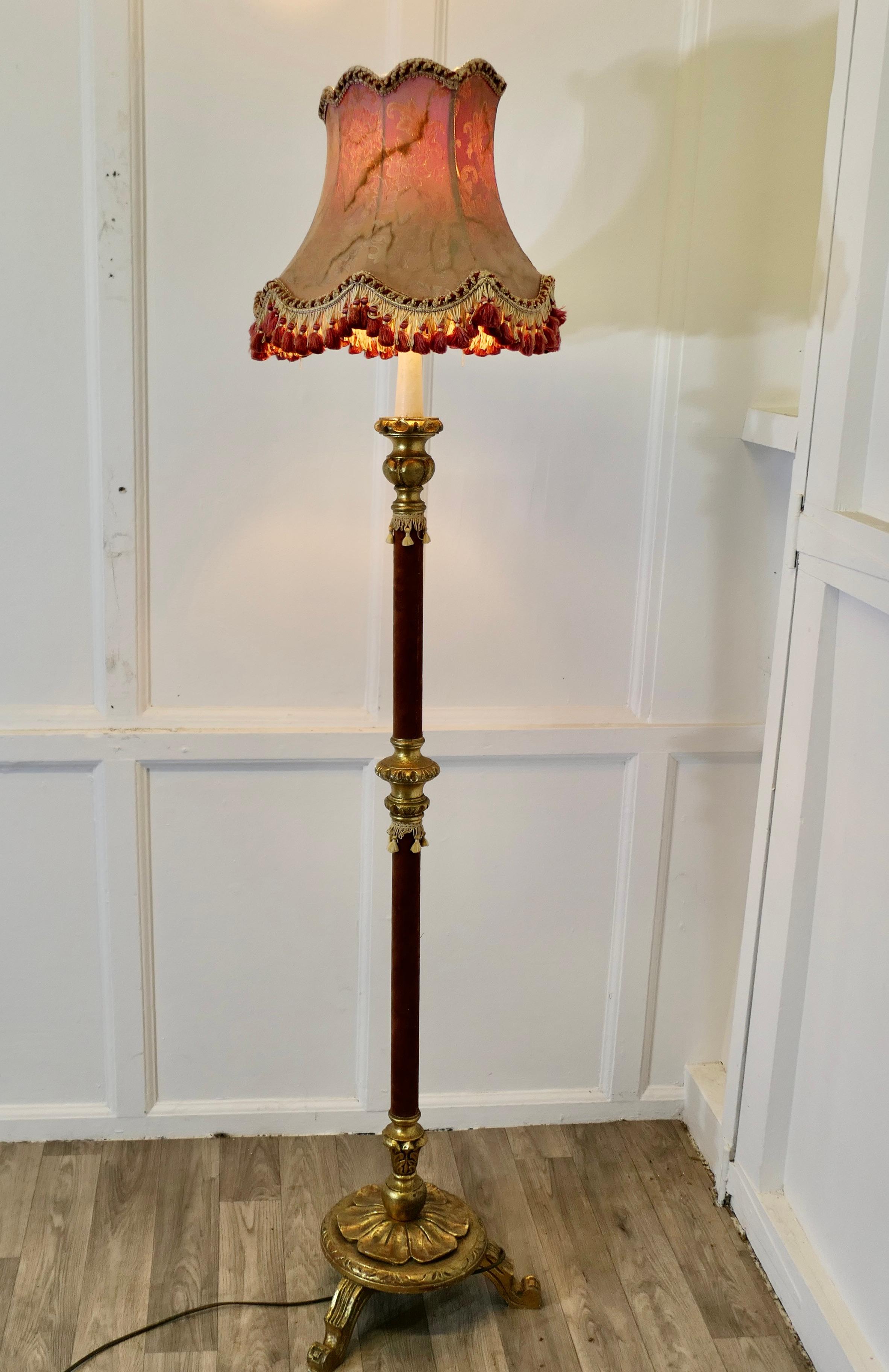 Velvet Charming Little French Boudoir Floor Lamp For Sale