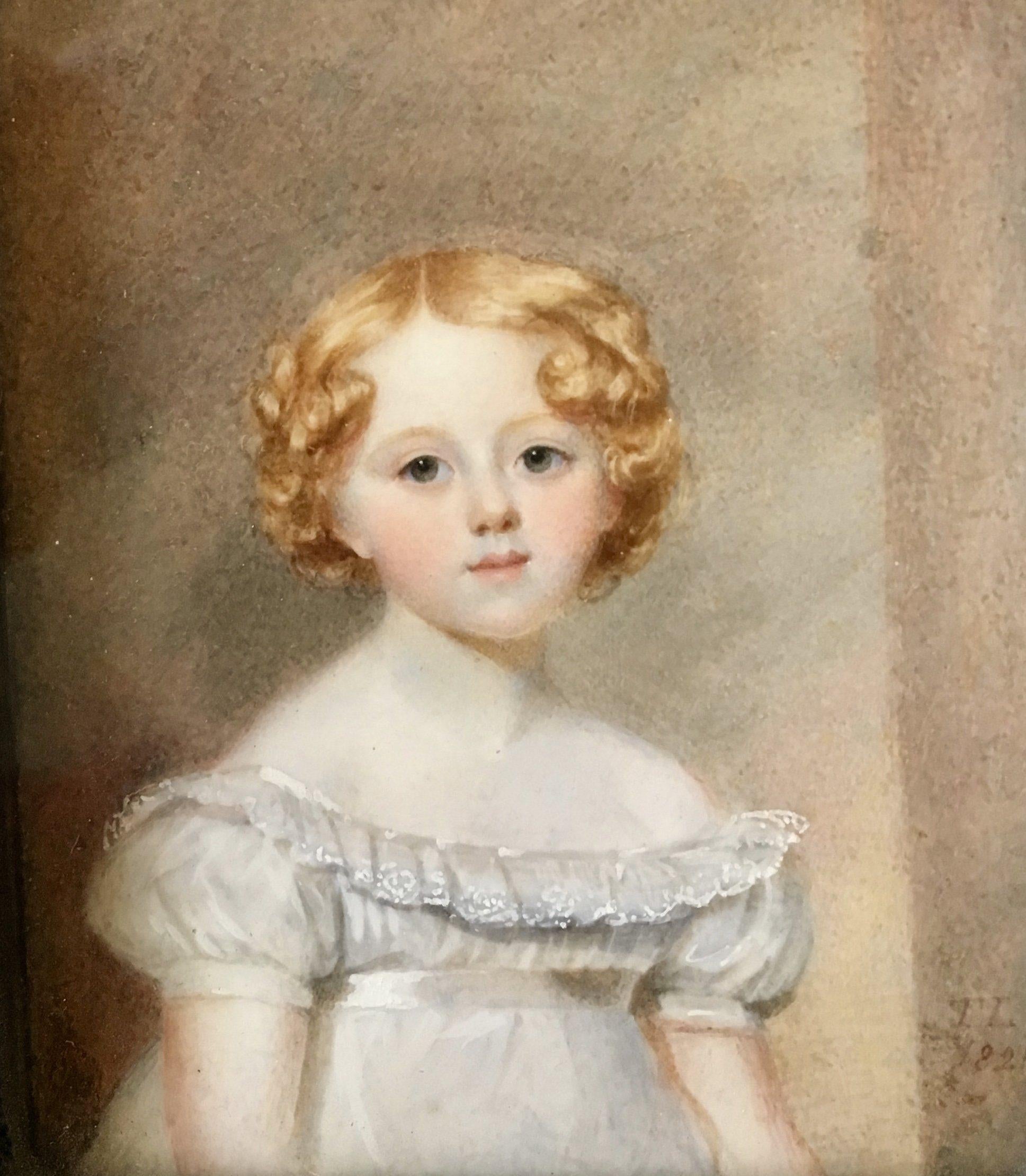 19th Century Charming Little Girl 1821 English Portrait Miniature