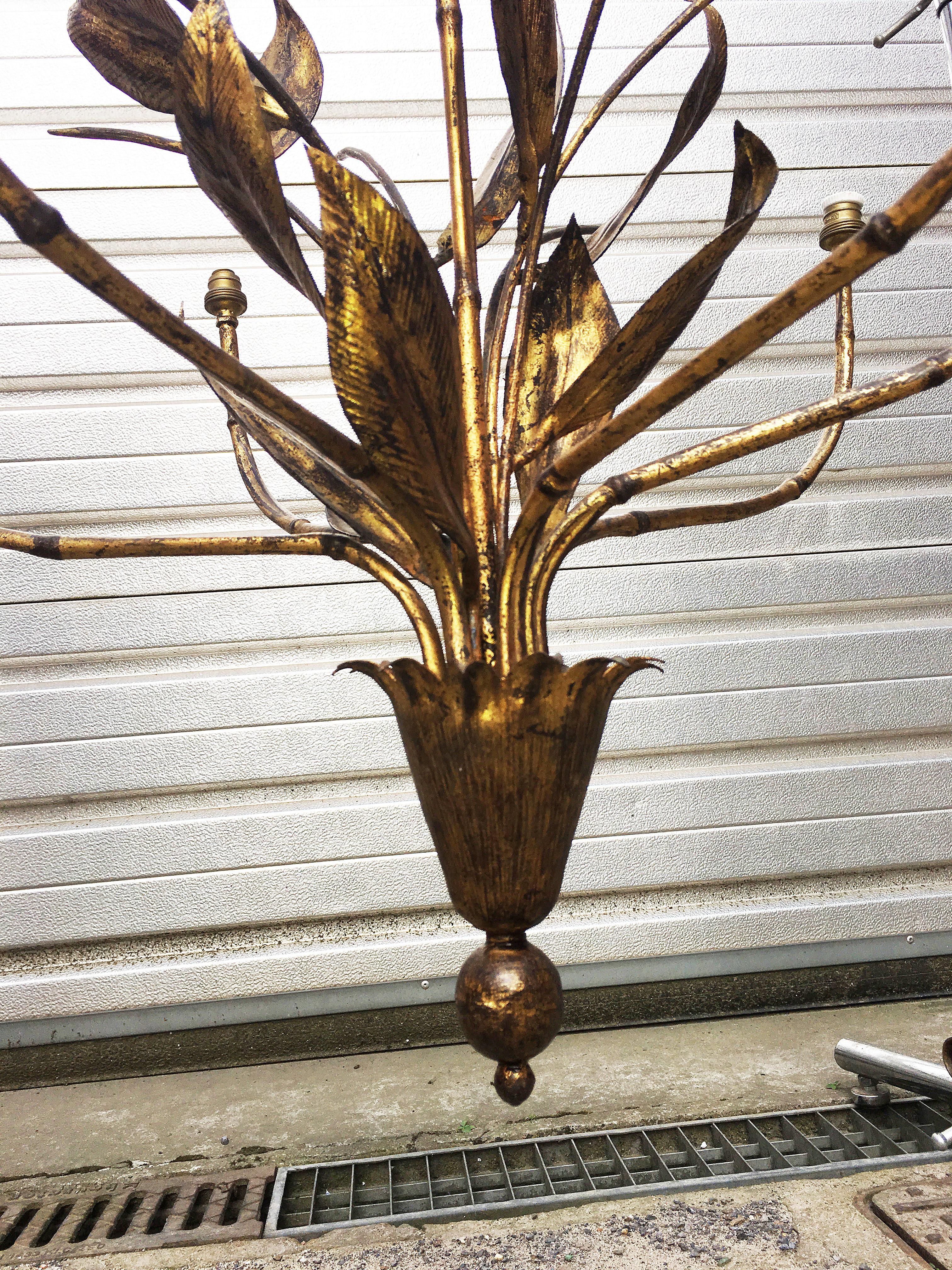 French Charming Little Iron Chandelier, circa 1950 For Sale