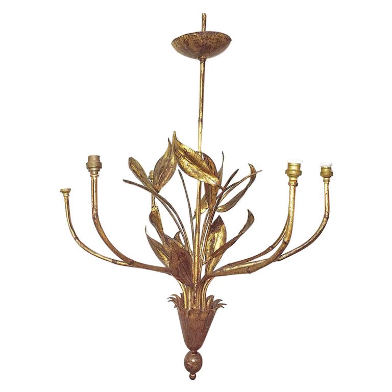 Charming Little Iron Chandelier, circa 1950 For Sale