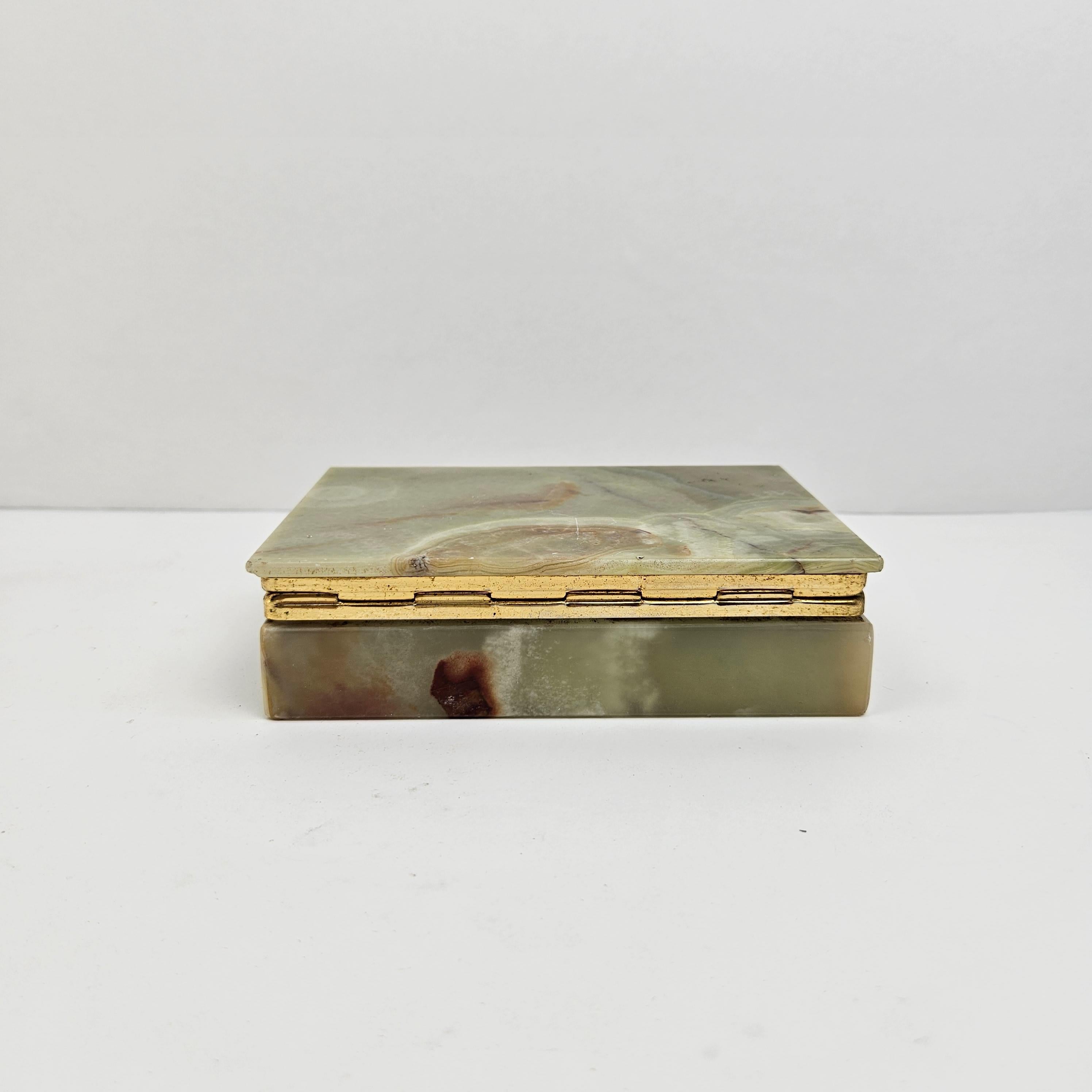 Brass Charming Marble Decorative or Jewelry Box, Italy For Sale