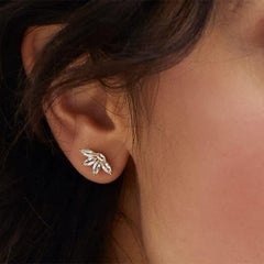 Golden Bloom Marquise 18K Yellow Gold Diamond Studs Earrings
