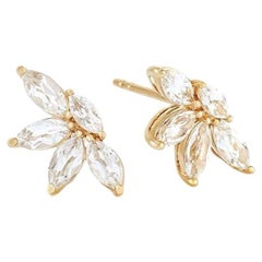 Goldene Bloom Marquise 18K Gelbgold Diamant-Ohrstecker aus Gelbgold