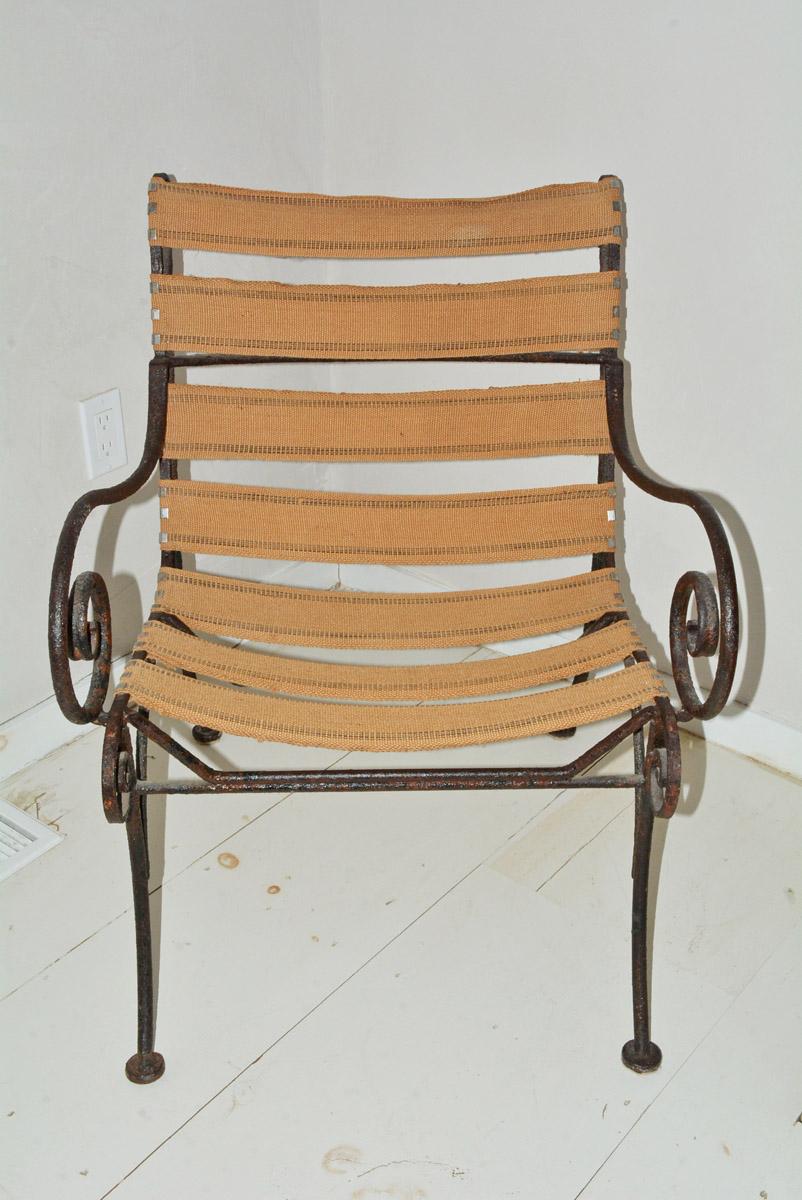 19th Century Charming Metal Patio Lounging Armchair For Sale
