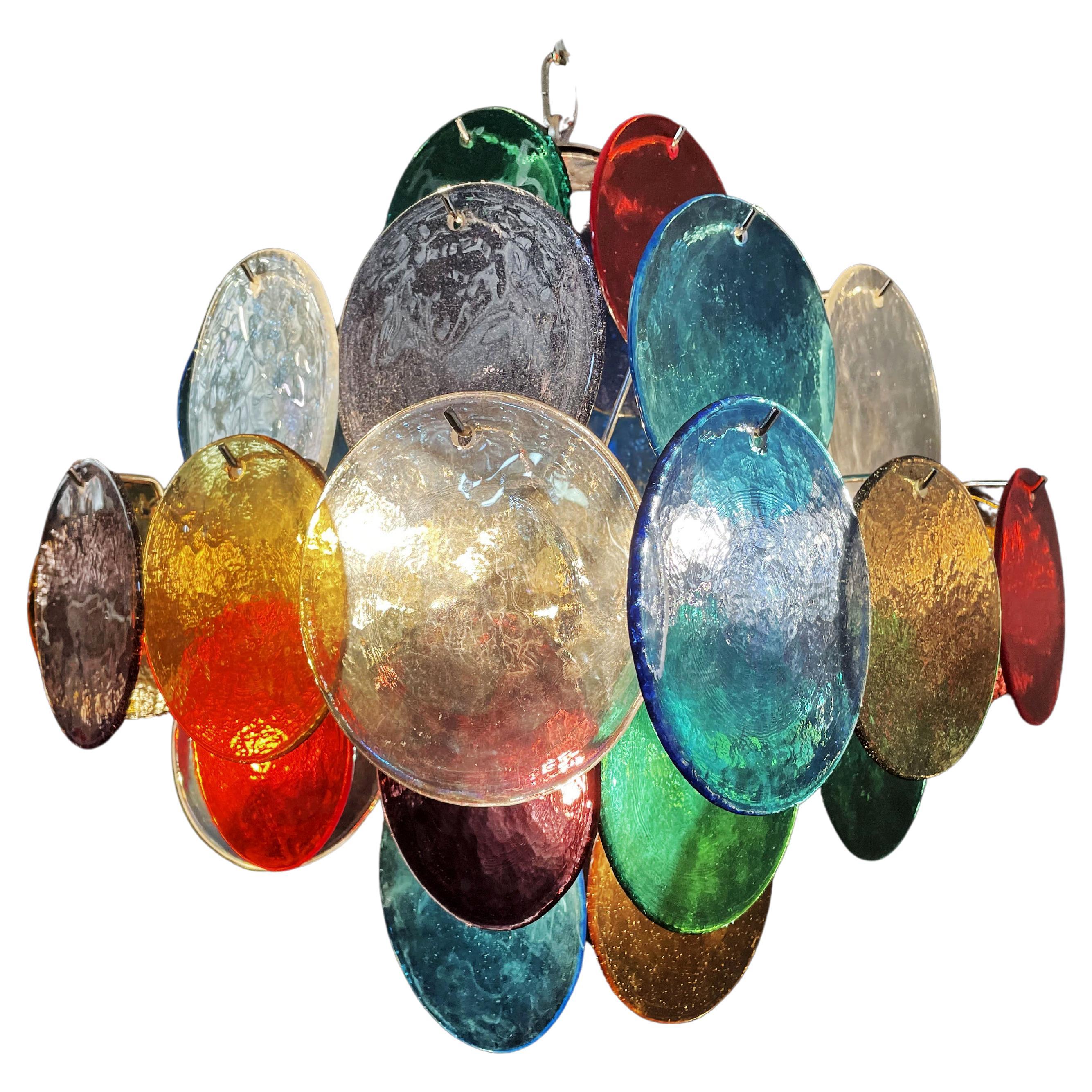 Charming Mid-Century Arlecchino Italian Disc Chandelier, Murano, 1990s In Excellent Condition For Sale In Budapest, HU