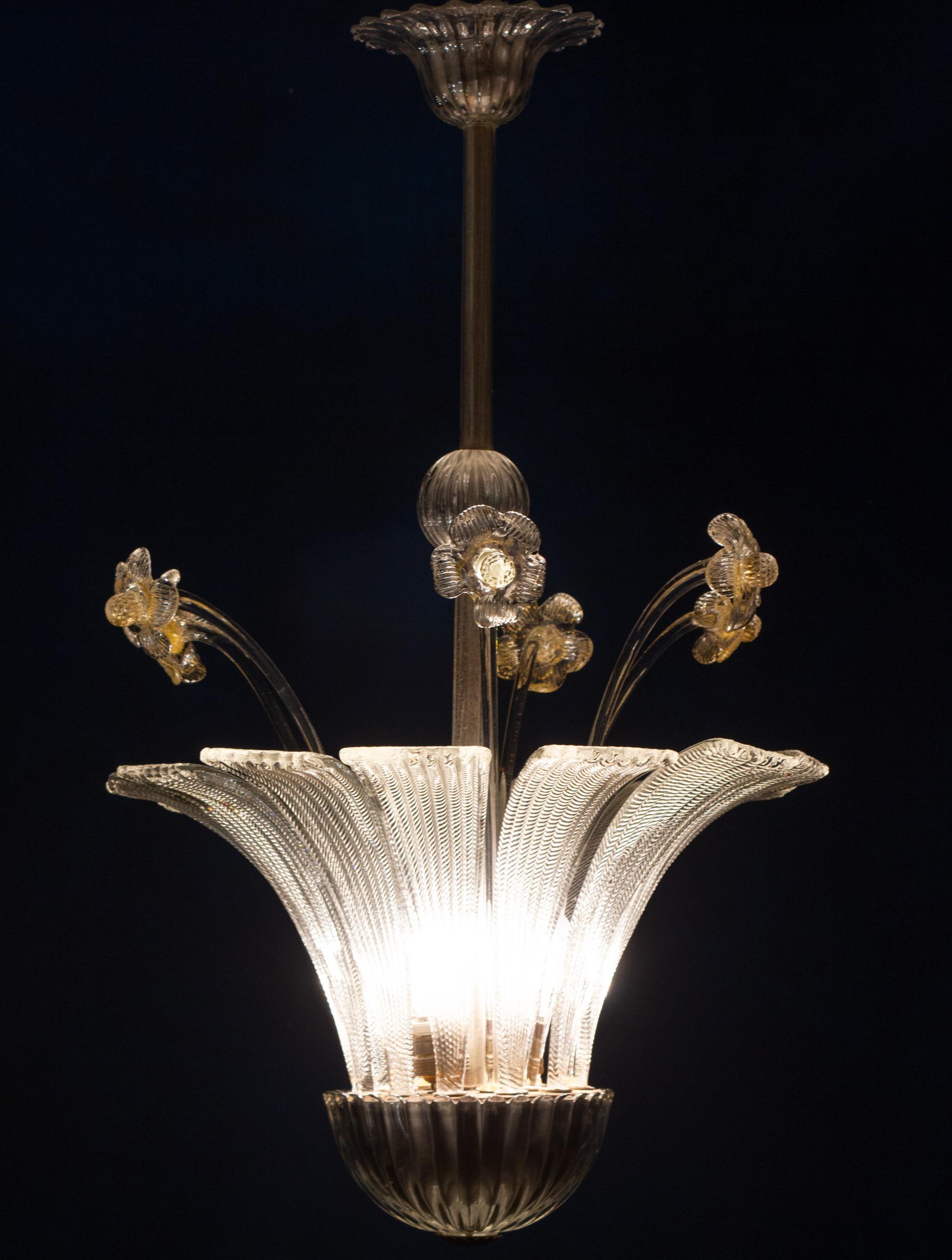 Charming Mid-Century Chandelier or Lantern by Barovier 1950' For Sale 7