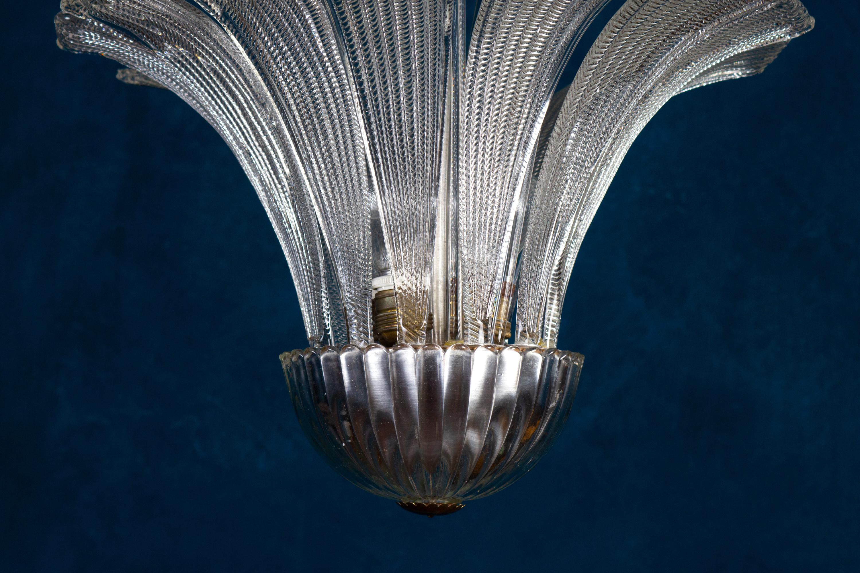 Milieu du XXe siècle Charmant lustre ou lanterne mi-siècle moderne par Barovier, années 1950 en vente