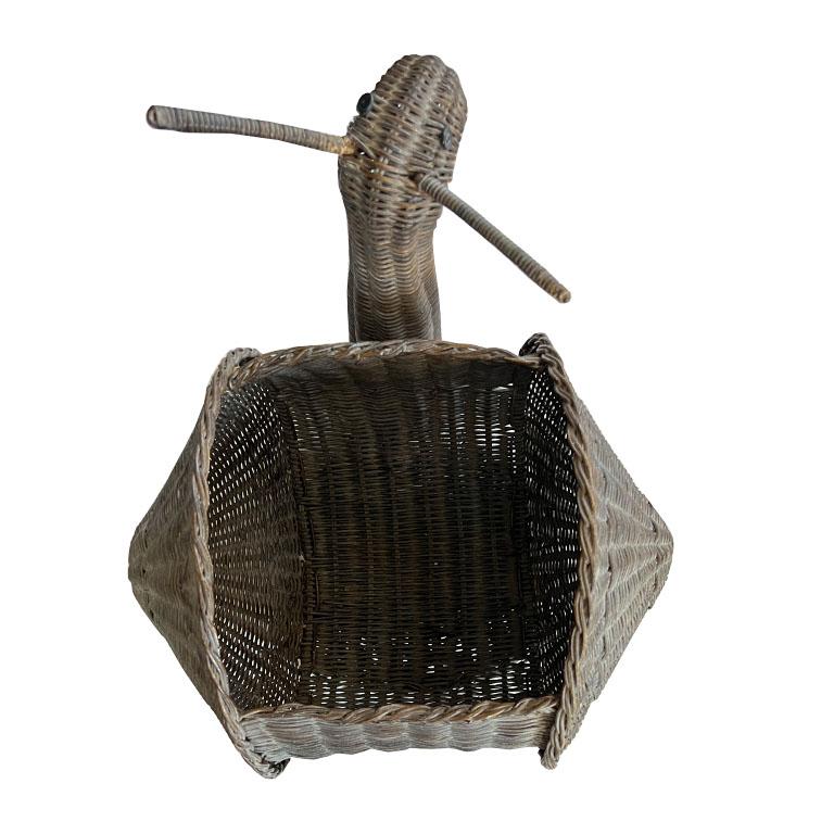 Charming Mid-Century French Wicker Snail Basket, c. 1960s In Good Condition In Oklahoma City, OK