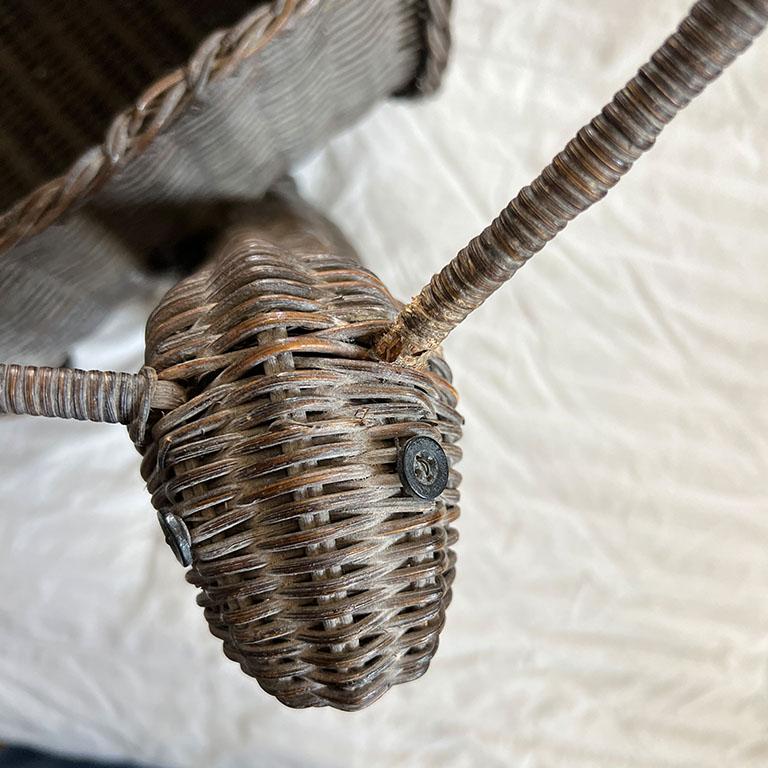 Charming Mid-Century French Wicker Snail Basket, c. 1960s 1