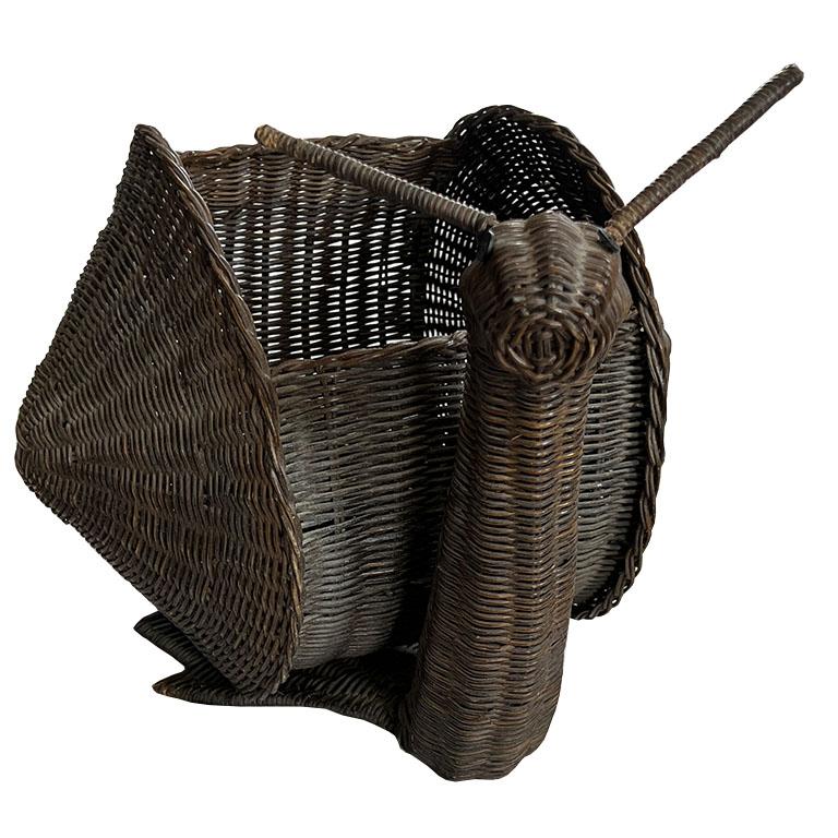 Charming Mid-Century French Wicker Snail Basket, c. 1960s 2