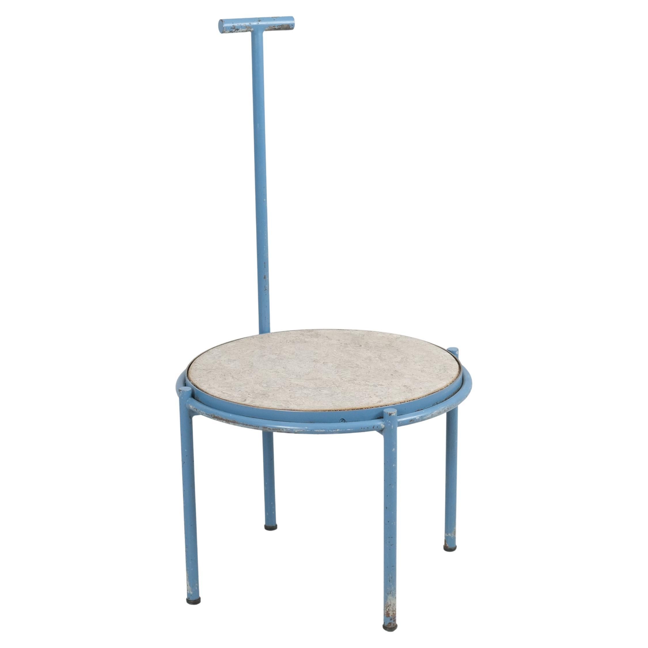 Charming Mid-Century Modern Step Stool in Blue Painted Metal, Finland 1950s
